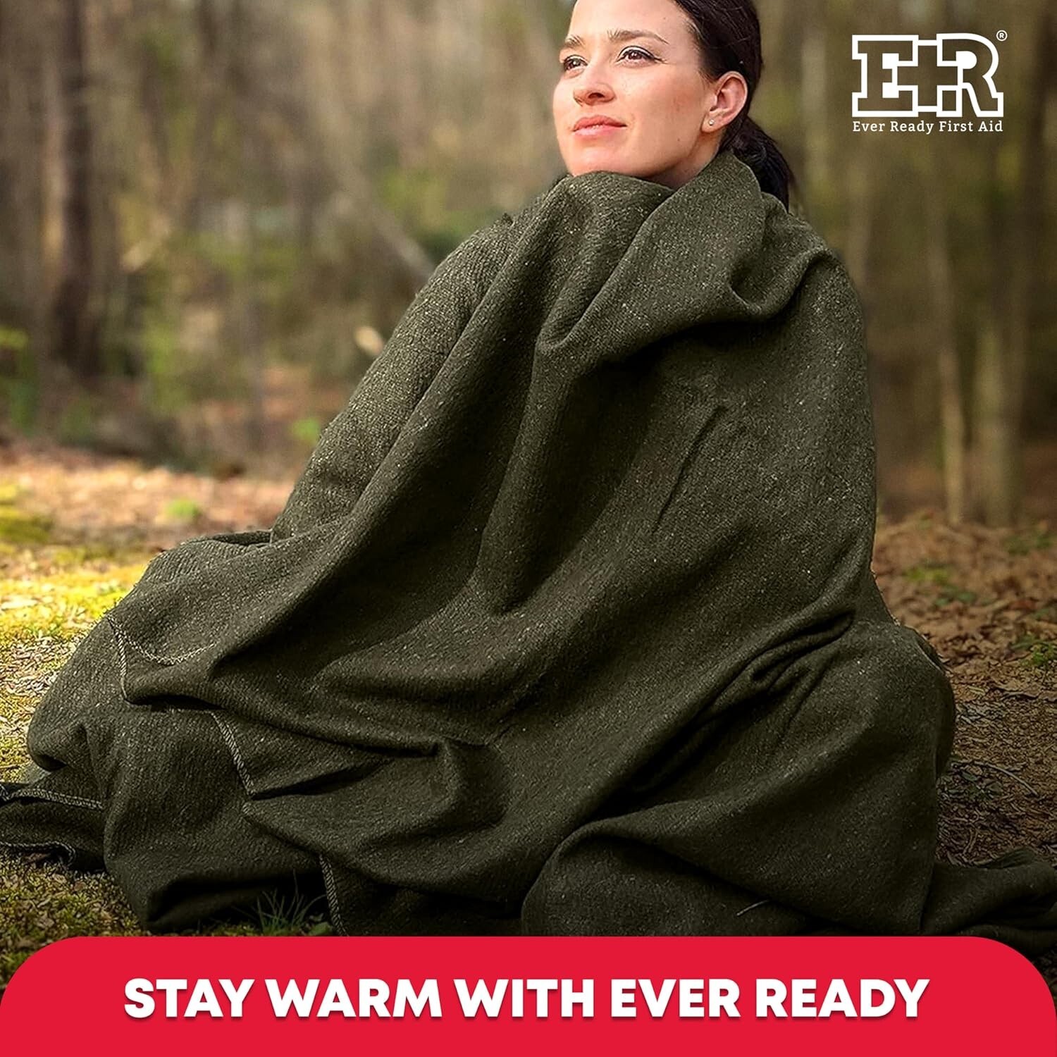 Military-Style Wool Blanket – 66″ x 90″ Fire Retardant for Camping Comfort