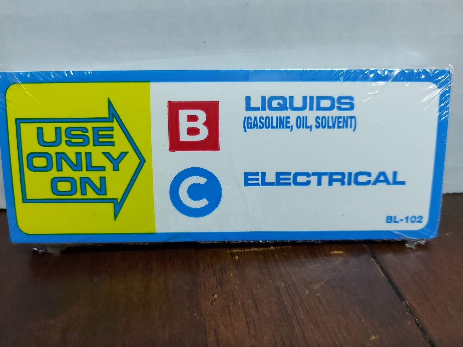 NOS Lot Of Fire Extinguisher Labels. 1-BL101 & 7-BL102. 4 1/2″ X 1 3/4″