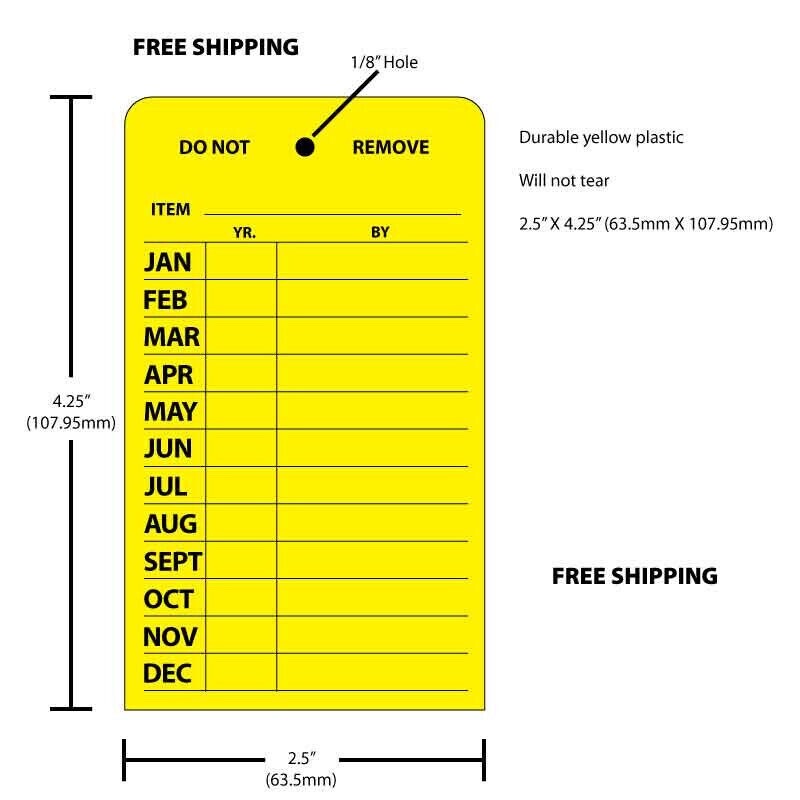 25-4 1/4″ X 2 1/2″ MONTHLY INSPECTION TAGS Fire Extinguisher INDOOR/OUTDOOR USE