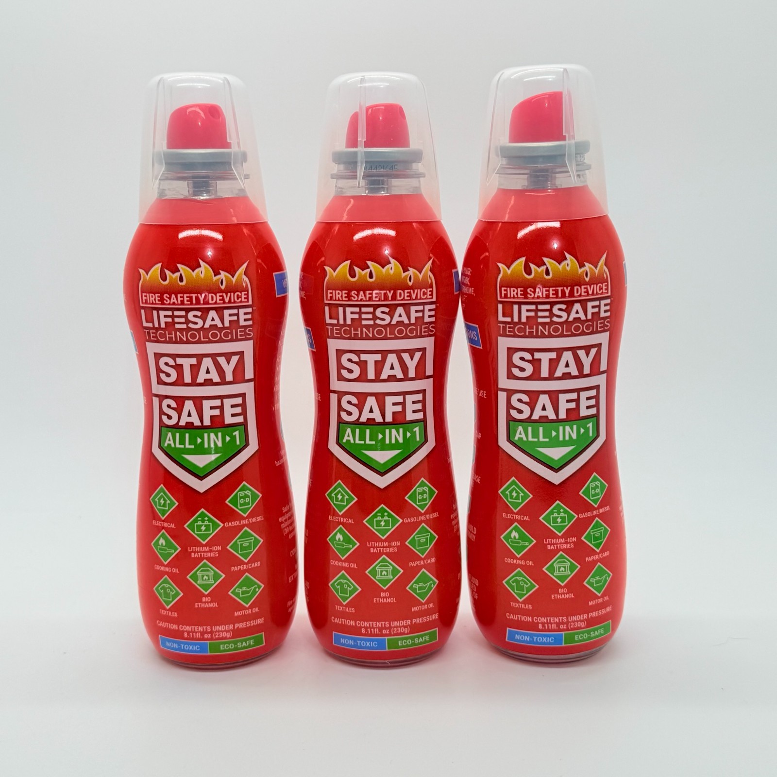 3 Pack LifeSafe StaySafe All-in-1 Fire Extinguisher Spray – Home Car Garage