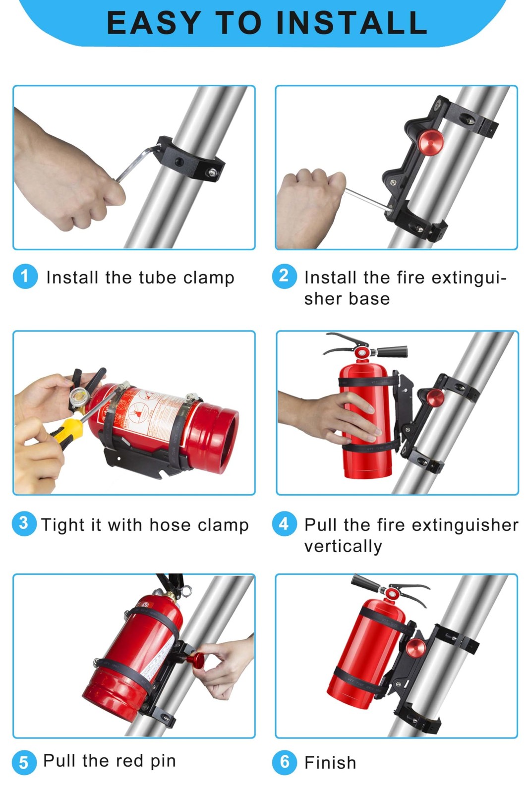 Fire Extinguisher Mount Bracket, Aluminum UTV Quick Release Fire Extinguisher…