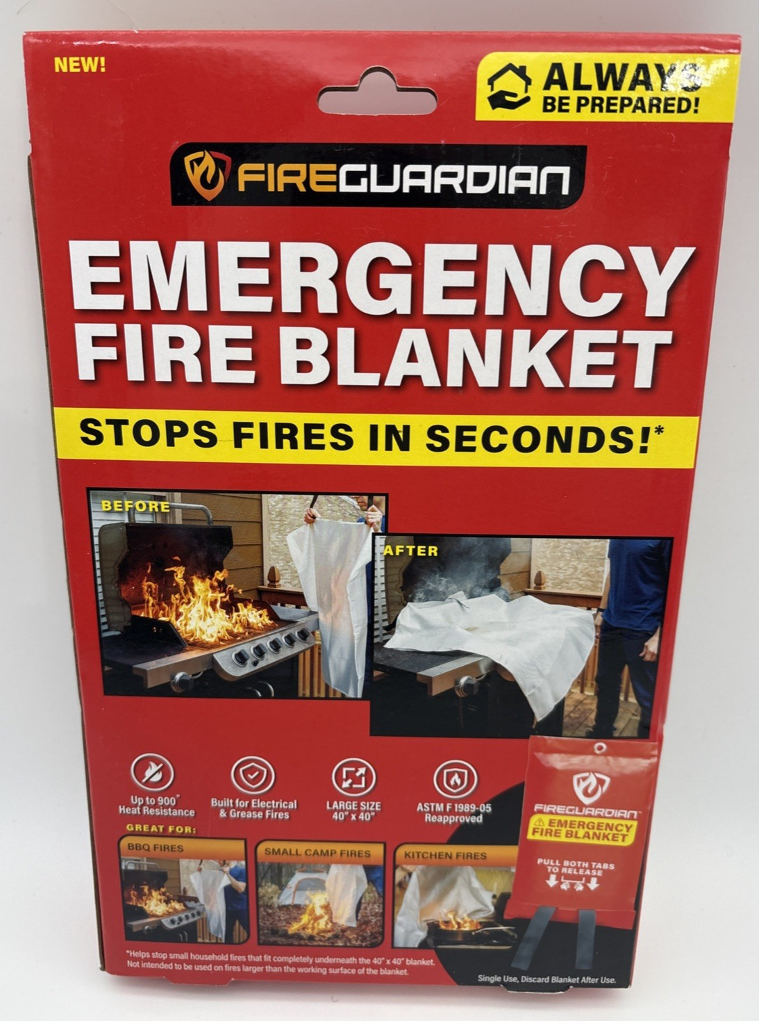 Fire Guardian Emergecy Fire Blanket 40“ X 40“ New in Box