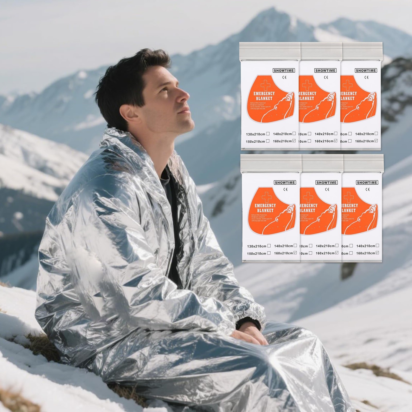 6 Pack Emergency Thermal Blankets for Survival, 82.67”x62.99” Extra Large Myl…