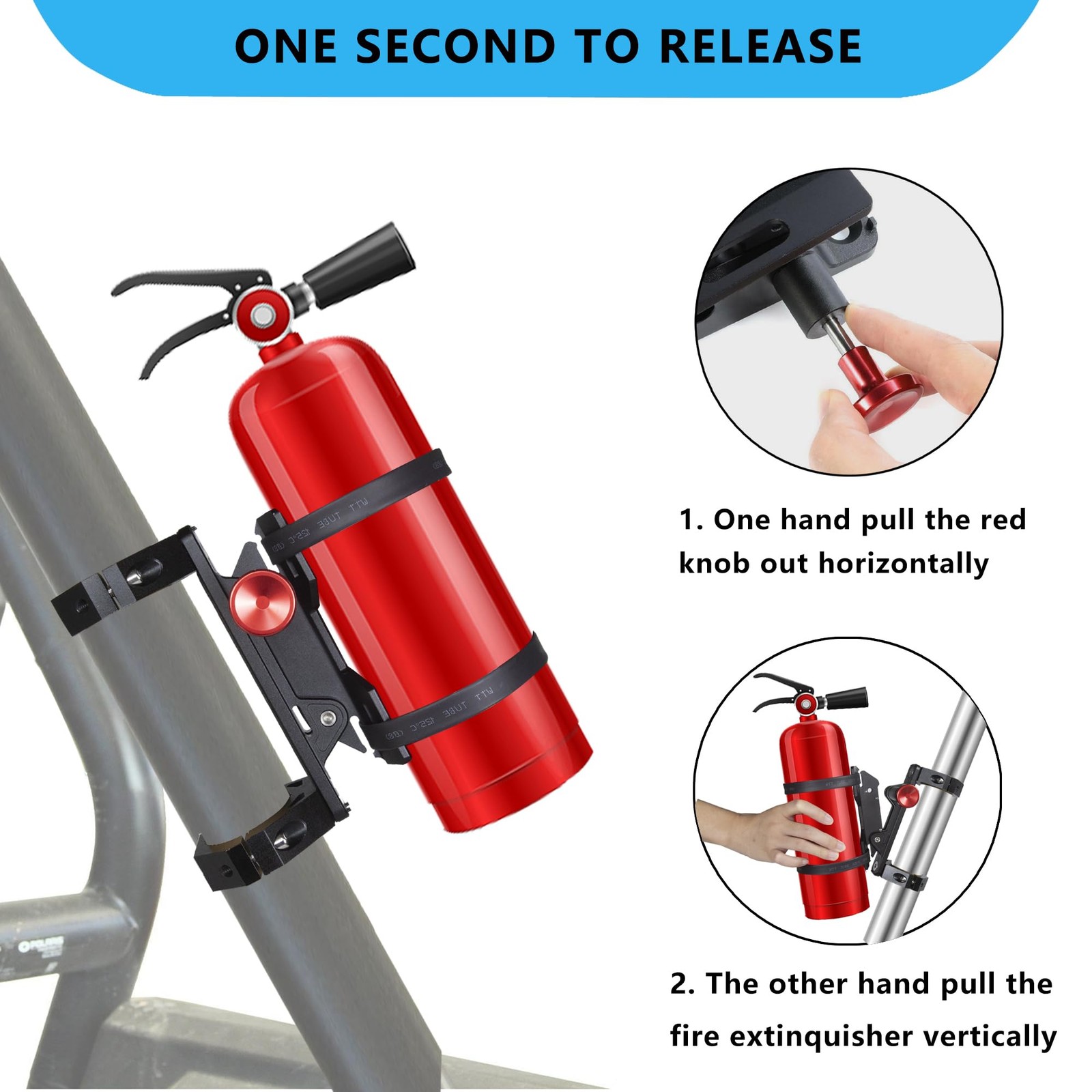 Fire Extinguisher Mount Bracket, Aluminum UTV Quick Release Fire Extinguisher…