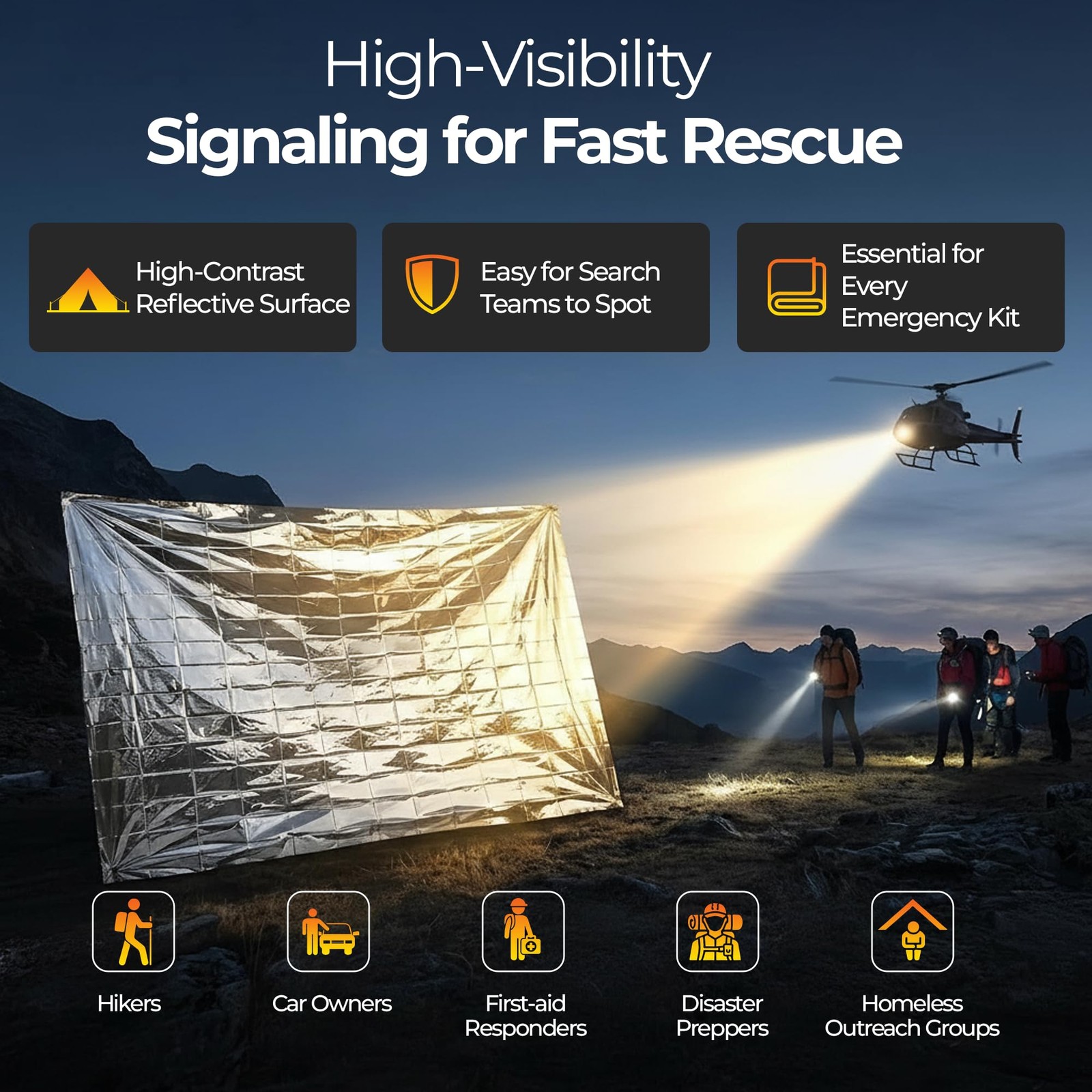 Emergency Mylar Thermal Space Blanket for Survival – Waterproof Safety Shelte…