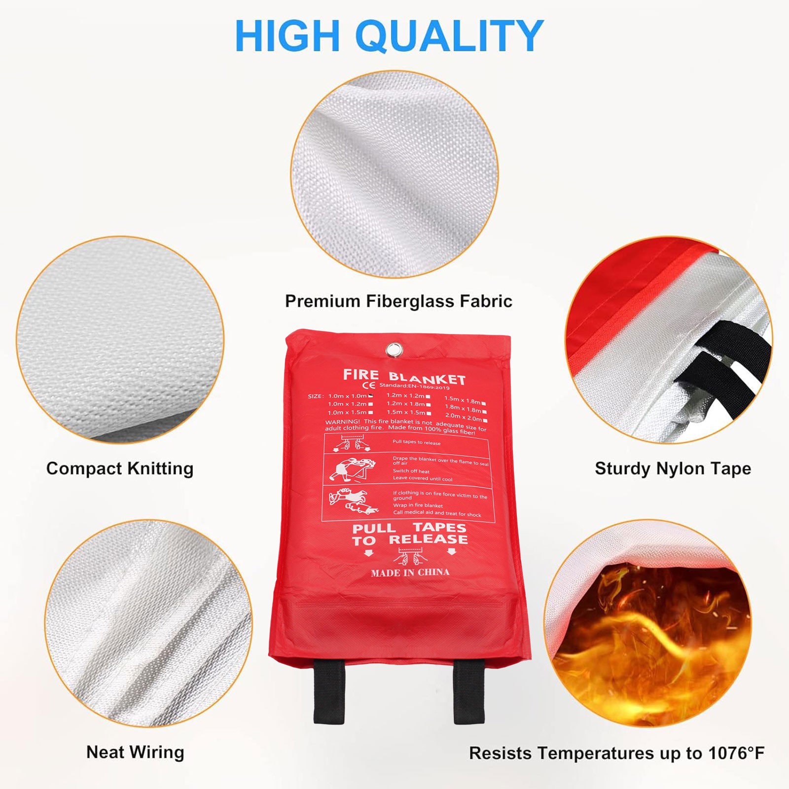 Large FIRE BLANKET Fiberglass Hero Emergency Home Retardant 39″x39”