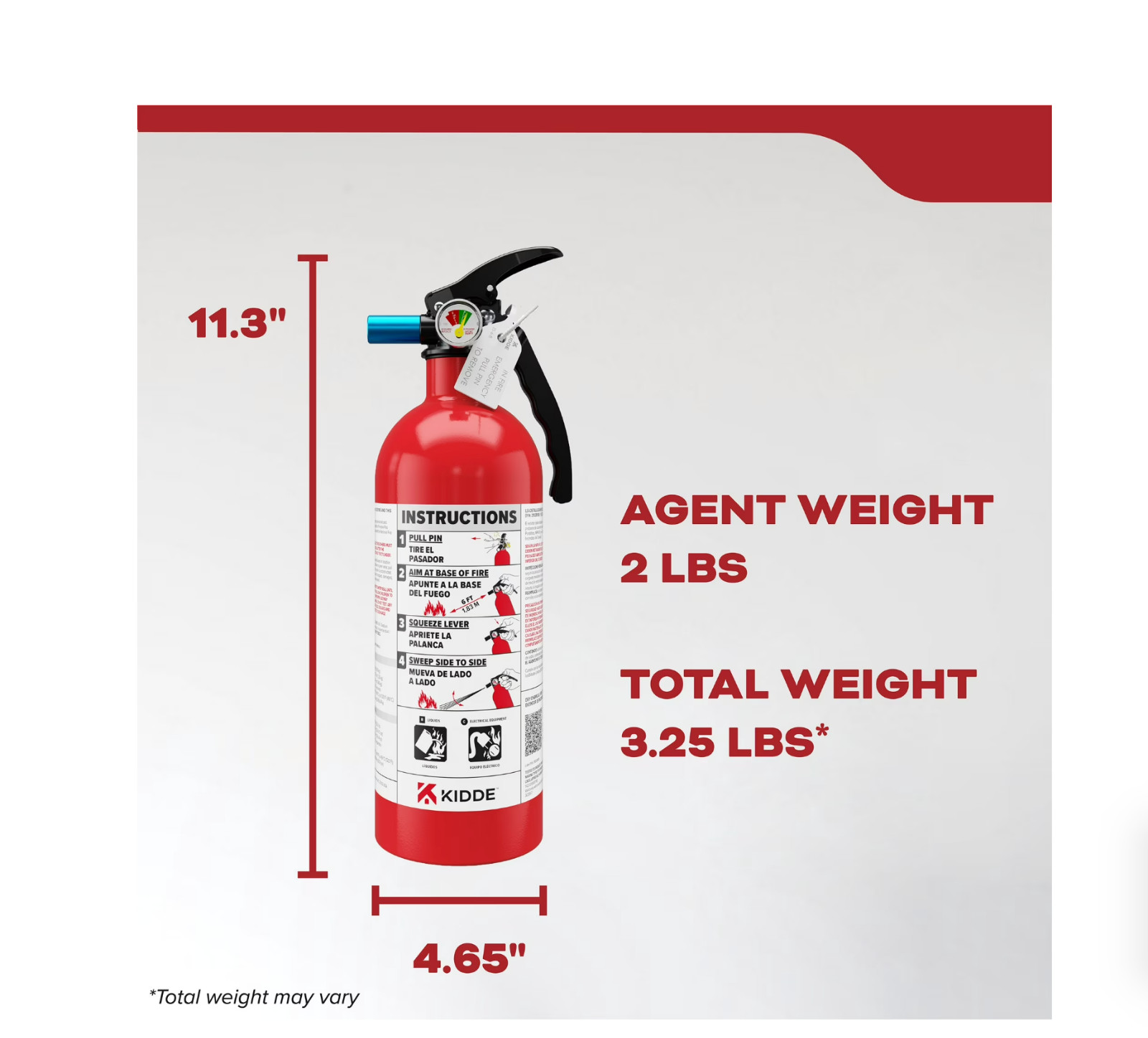Kidde Fire Extinguisher for Vehicles, Single-Use, Dry Chemical, 5BC, Strap Brack