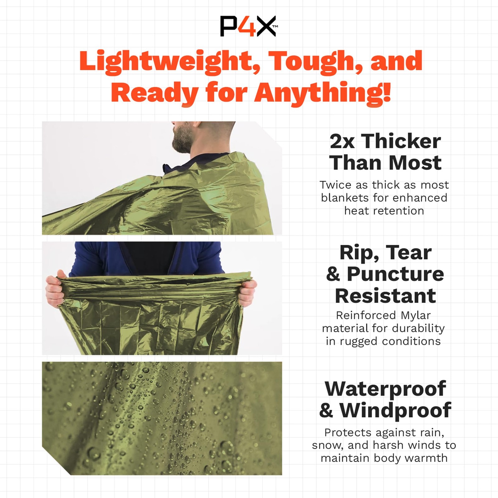 Mylar Emergency Blanket Waterproof Thermal Rip Resistant 8 Pack Survival Outdoor