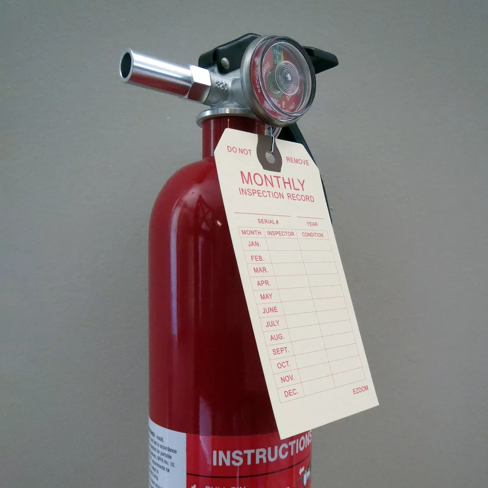Fire Extinguisher Monthly Inspection Tags – 4 3/4″ x 2 3/8″ – Box of 100 Mani…