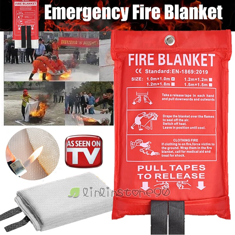 FIRE BLANKET Fiberglass Emergency Home Office Retardant Prepare LARGE 1/1.2/1.5m