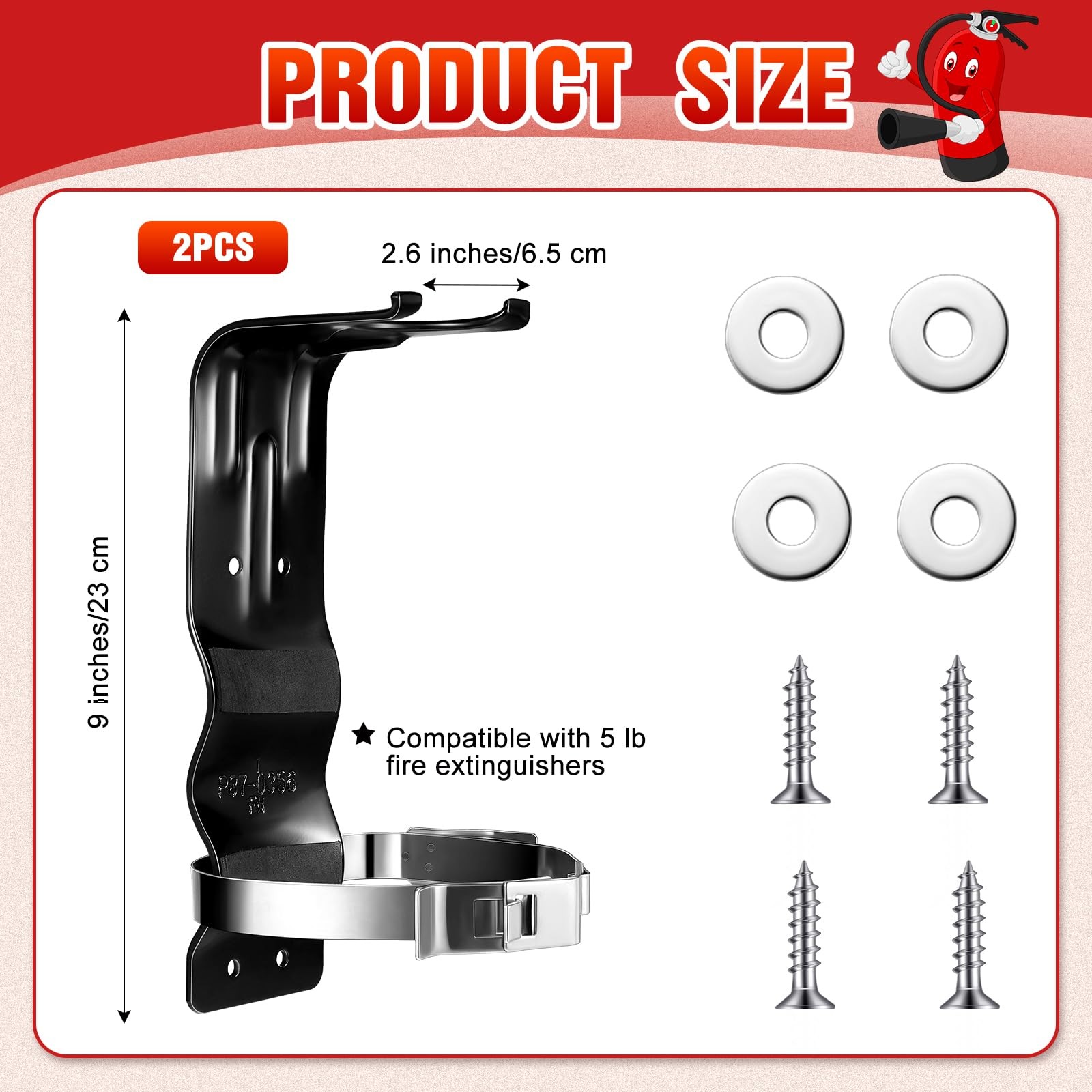 2 Pack Fire Extinguisher Bracket 5 lb Wall Mount Stainless Steel Fire Extingu…