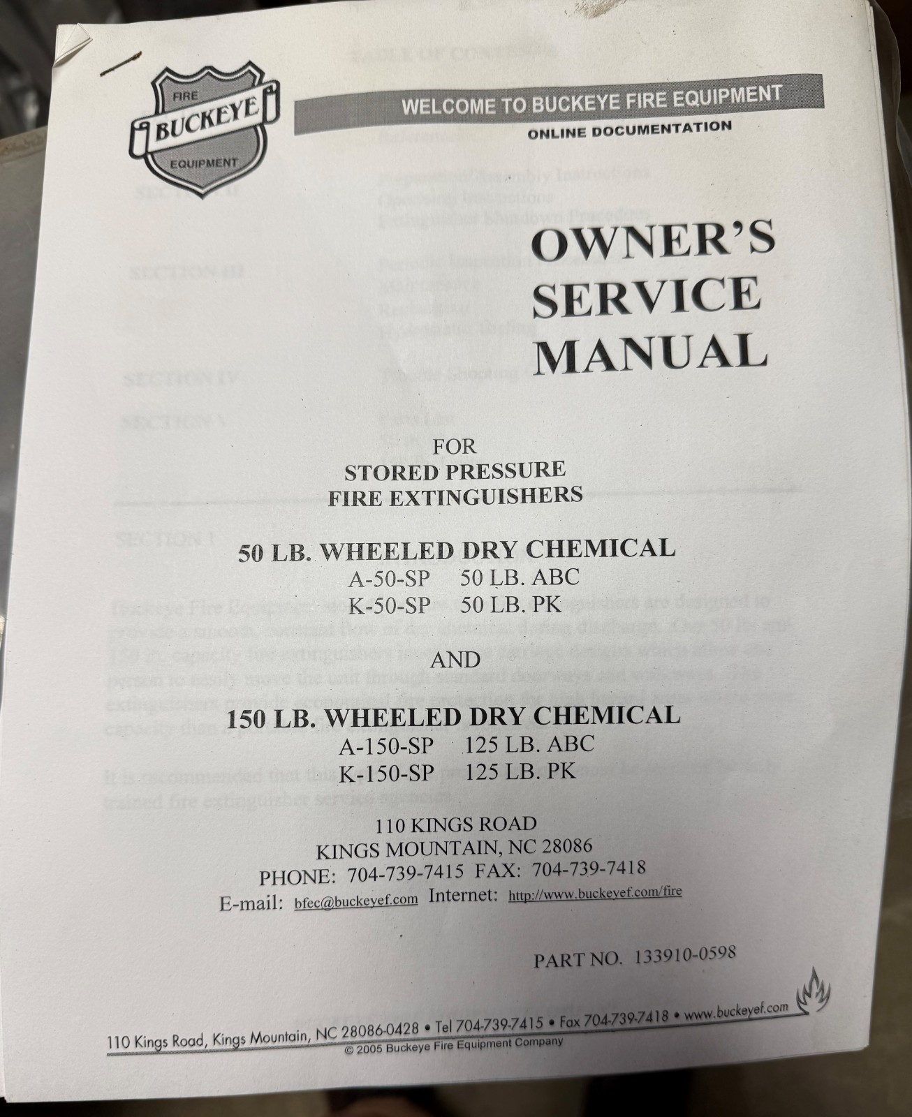 Buckeye fire extinguisher- Model A-150-SP ABC Dry Chemical Wheeled Fire