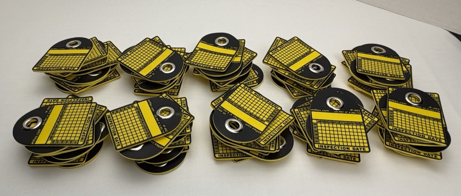 100pk ETIFLEX GHS Inspection Tag IP-002 Periodic 26-31 Yellow Reinforce Grommet