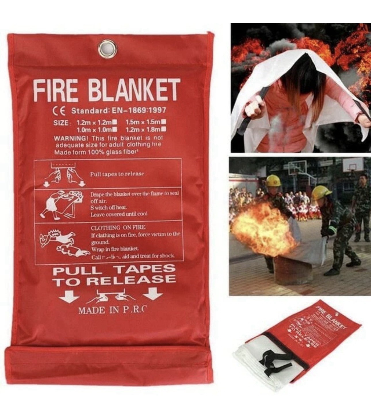 Prepared Hero Fire Blanket 39″×39″ Fiberglass Home Emergency Safety 2 Pack