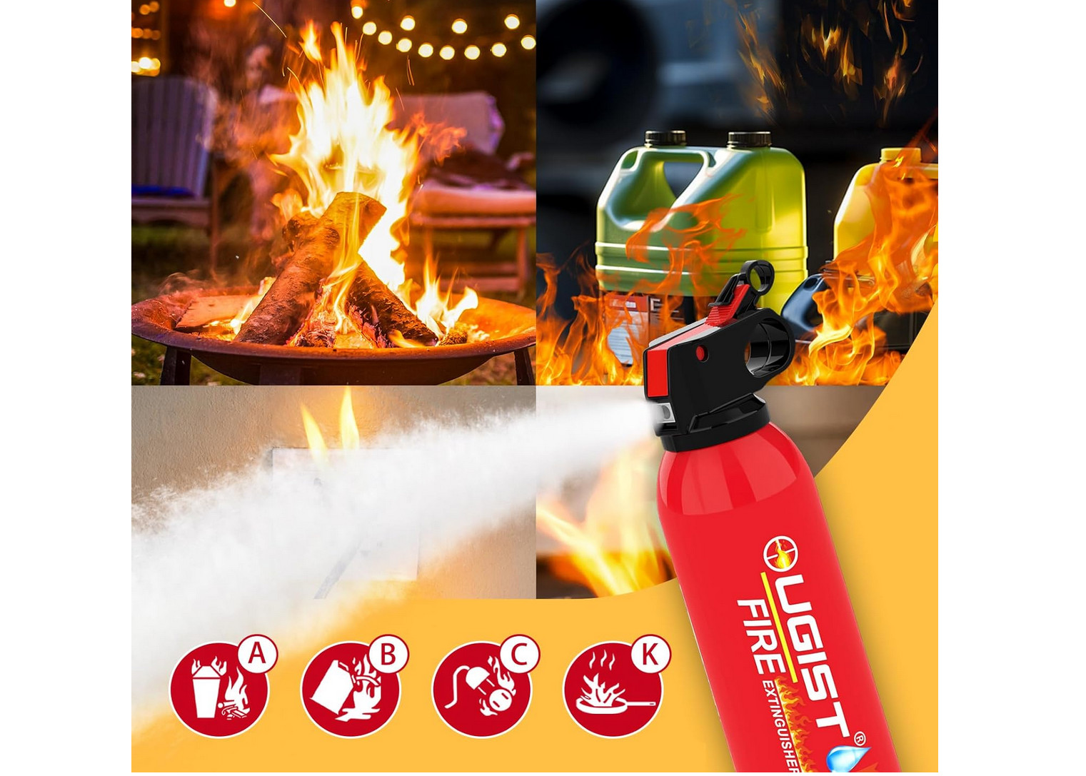 4 In1 Fire Extinguisher with Mount Fire Extinguishers for the House/Car/Kitchen