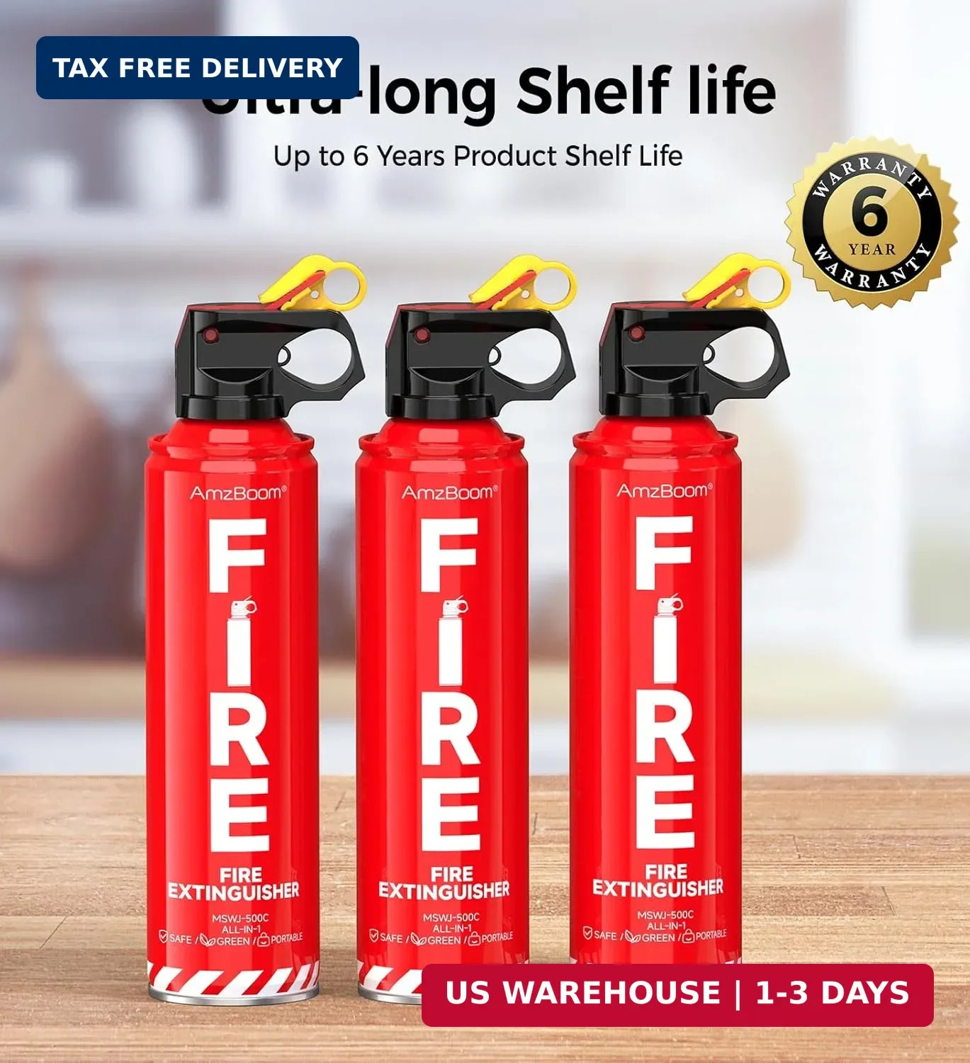 Fire Extinguisher for Home 1Pack, Kitchen, Car, and Grill,Compact Water-Based A,