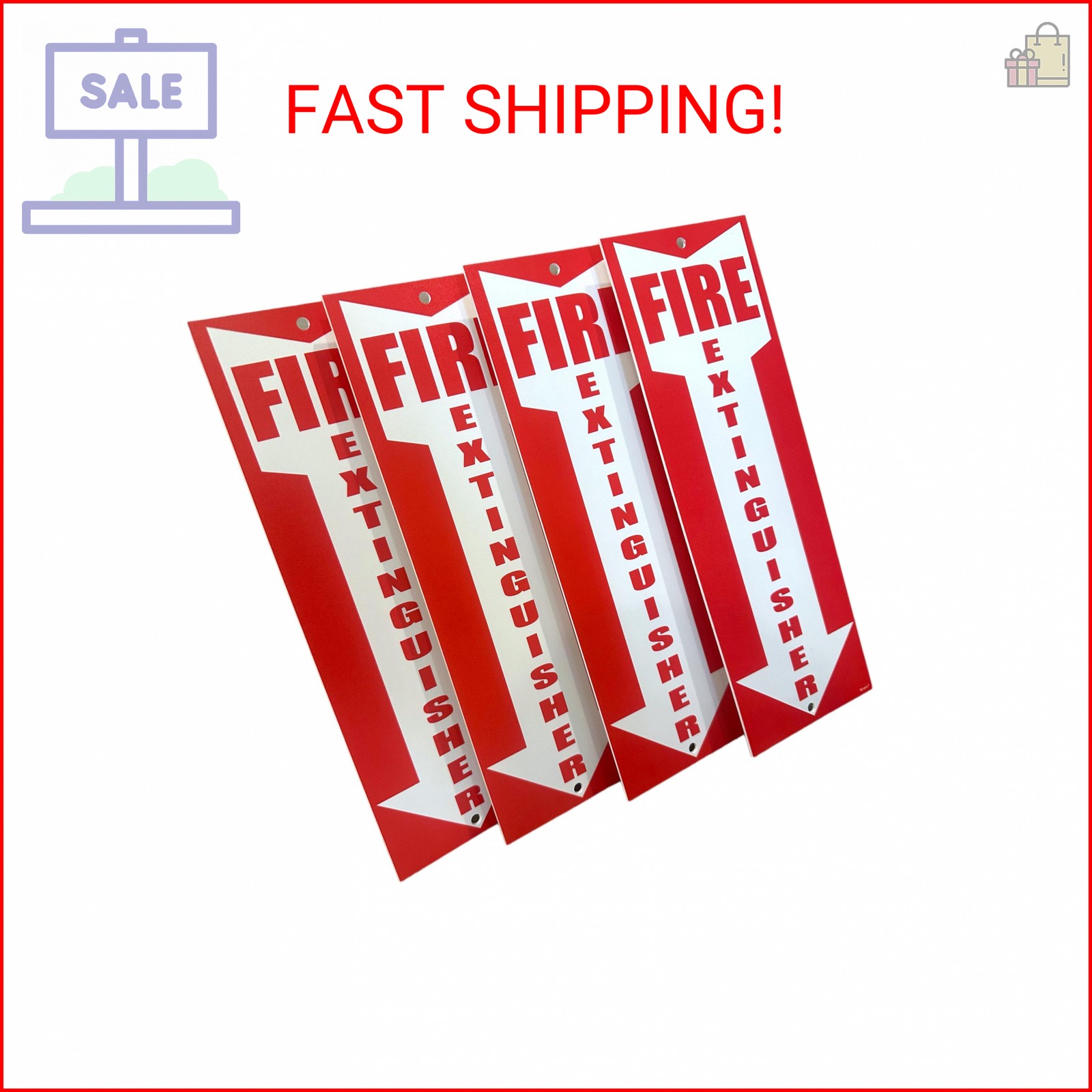 (4 pack) Fire Extinguisher Signs Fire Extinguisher For Business Office or Wareho
