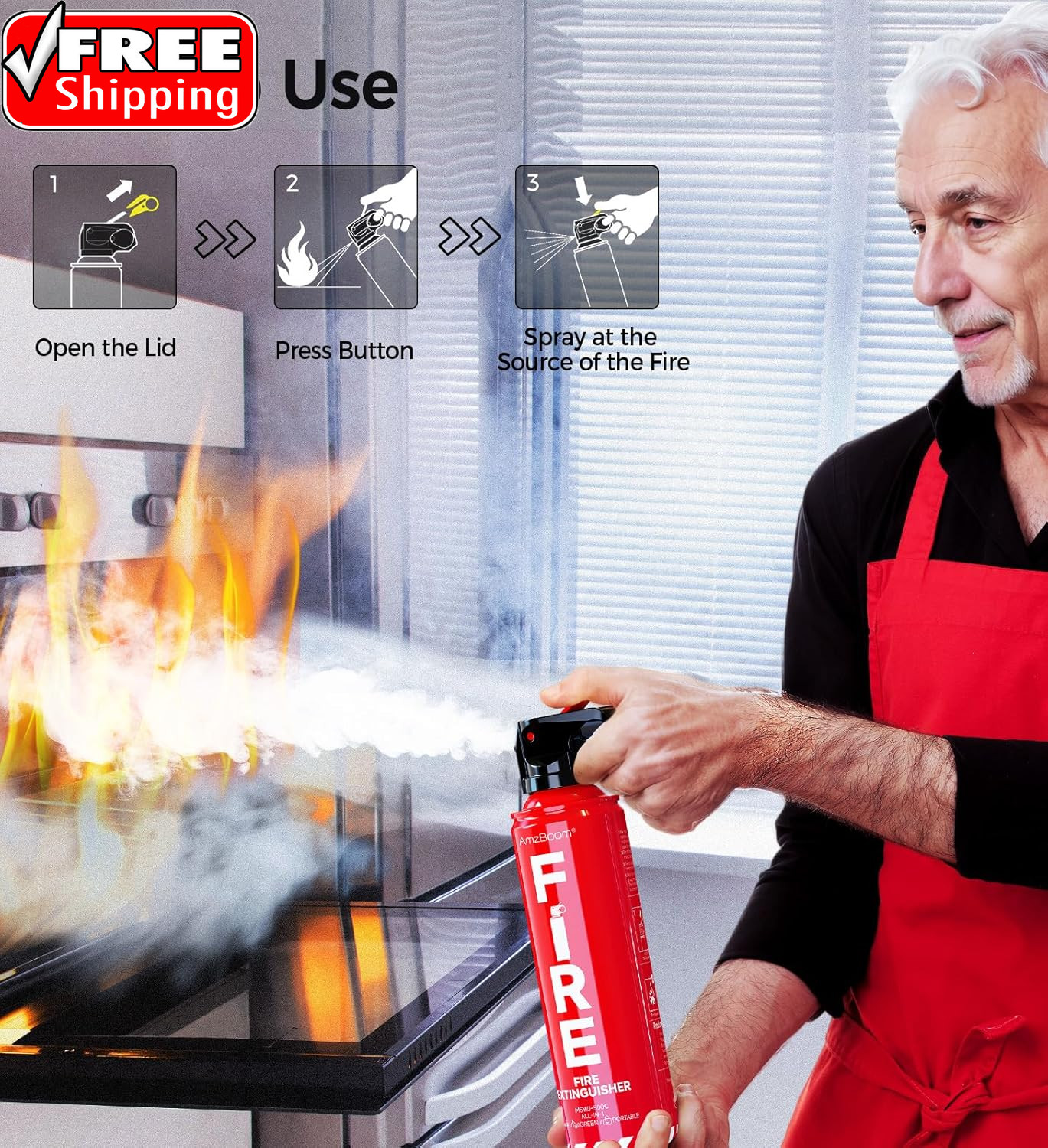 2-Pack Fire Extinguisher for Home, Kitchen, Car, and Grill with Mounting Bracket