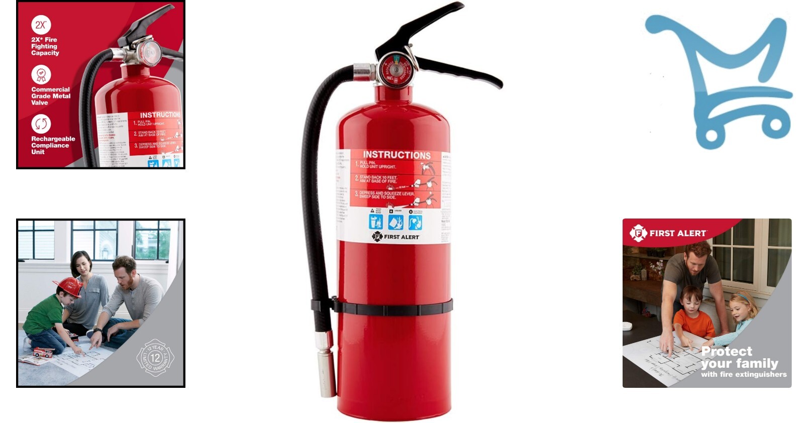 All-Metal HOME2PRO Fire Extinguisher, Rechargeable, Ideal for Home & Vehicle Use