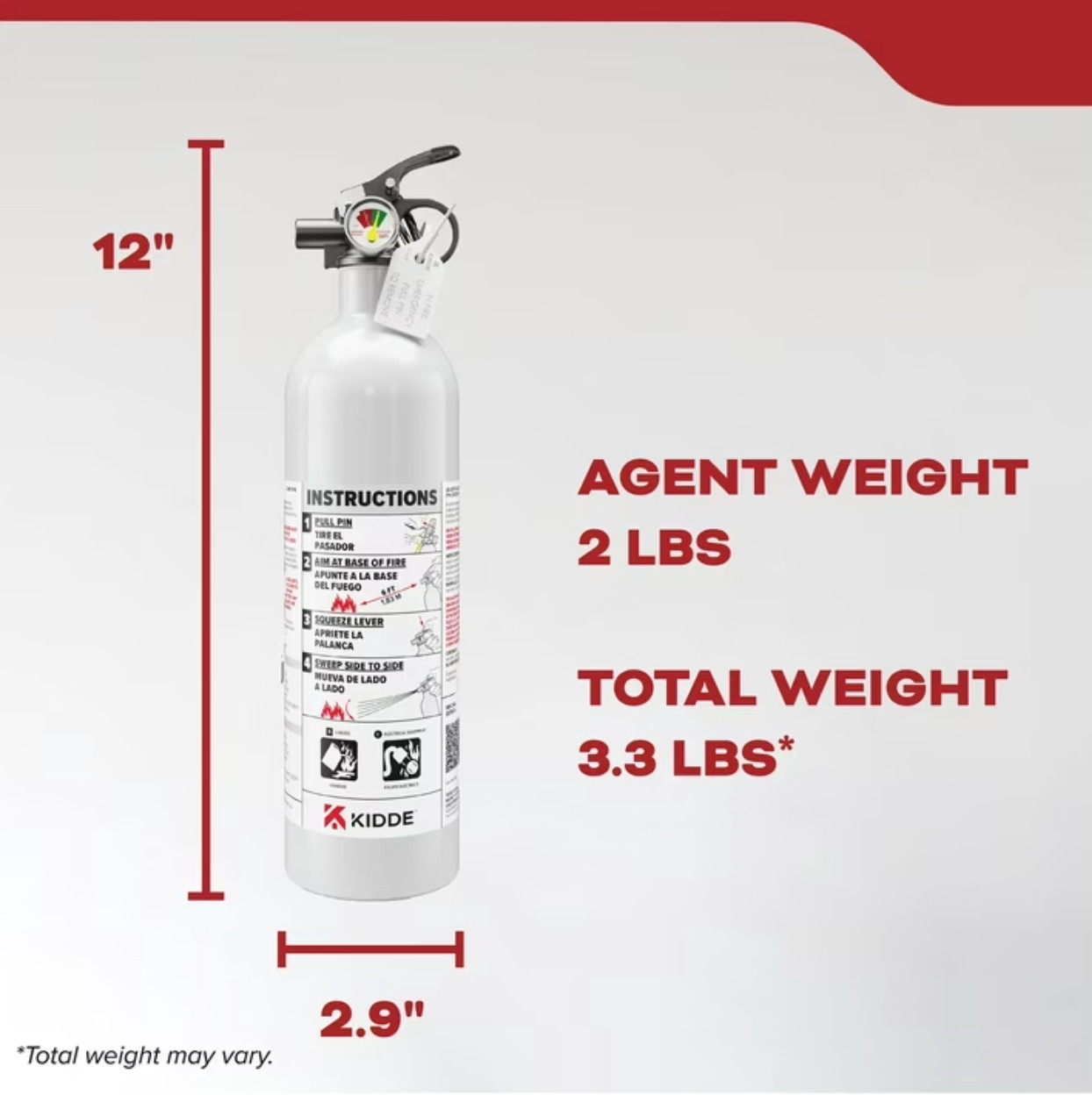 Kidde 5BC Vehicle Fire Extinguisher Single Use Car Auto Safety Extinguisher