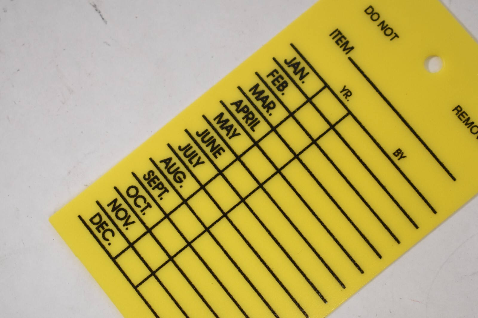 Bulk Pack Yellow Fire Extinguisher Monthly Tags Plastic 4-1/4″ x 2-1/2″