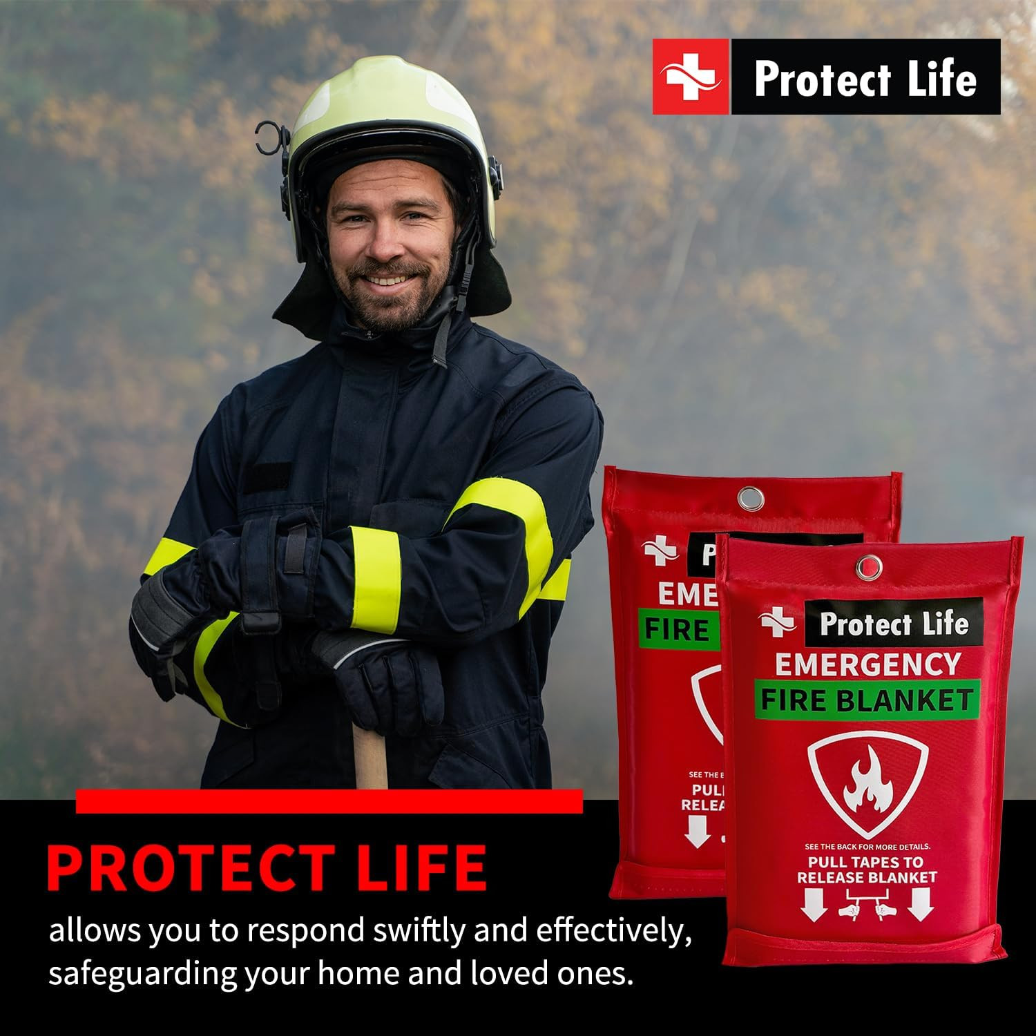 Protect Life Saving Emergency Fire Blankets 2 Pack – 40″X40″, Fiberglass Fire Bl