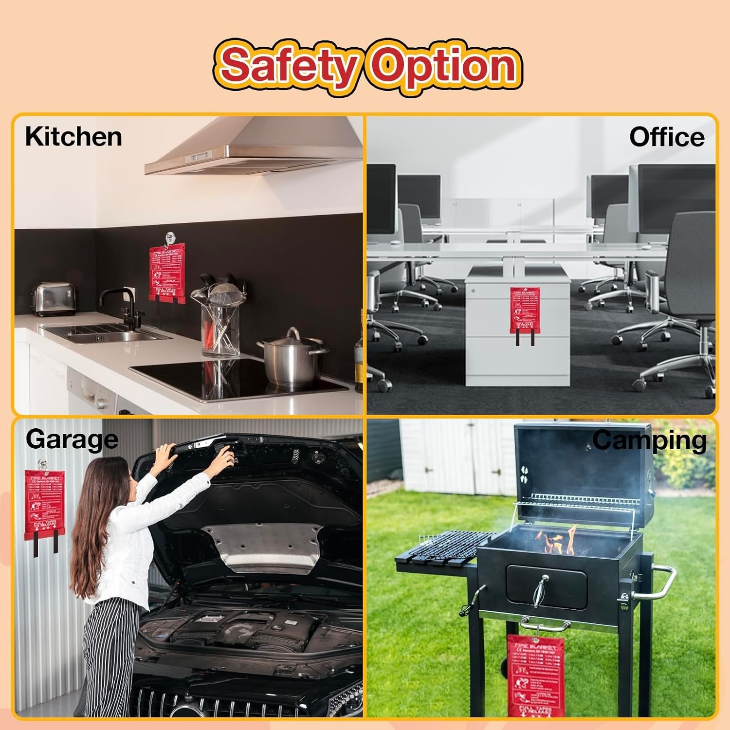 Versatile 10 Pack Fire Blankets – 39×39 Inch for Kitchen, Office, Camping Safety