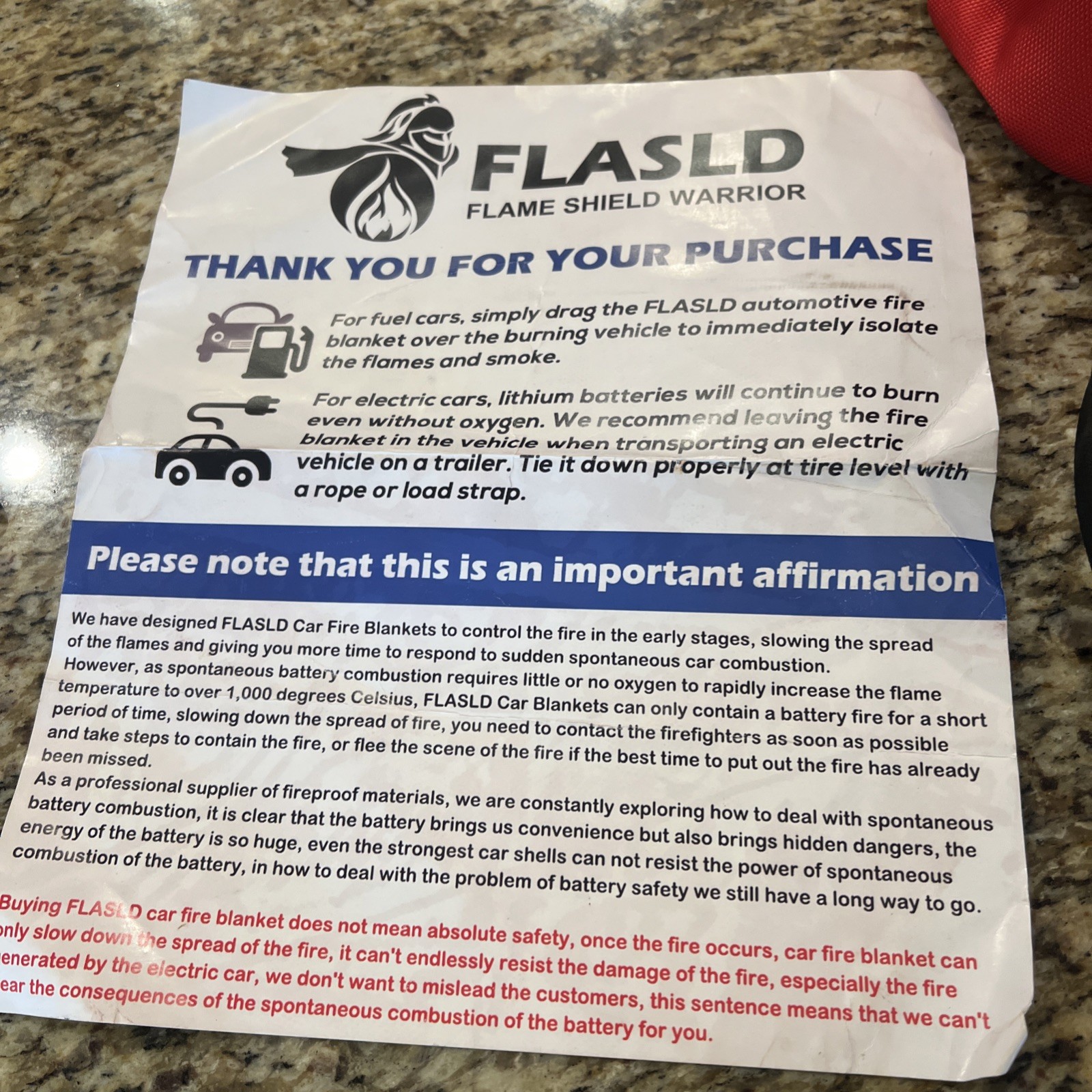 FLASLD CAR FIRE BLANKET 20FT X 30FT – New!