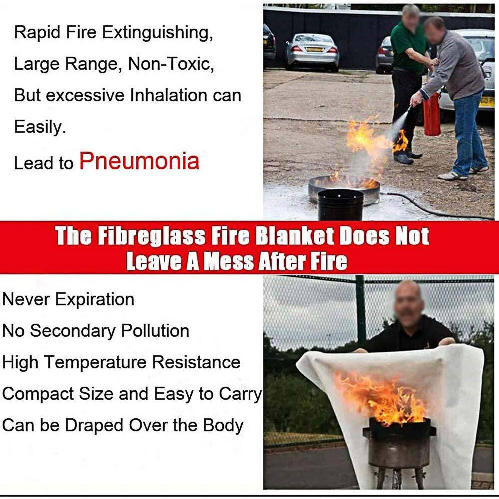 Fiberglass Emergency Fire Blanket Safety Suppression Flame Retardant Survival Ki