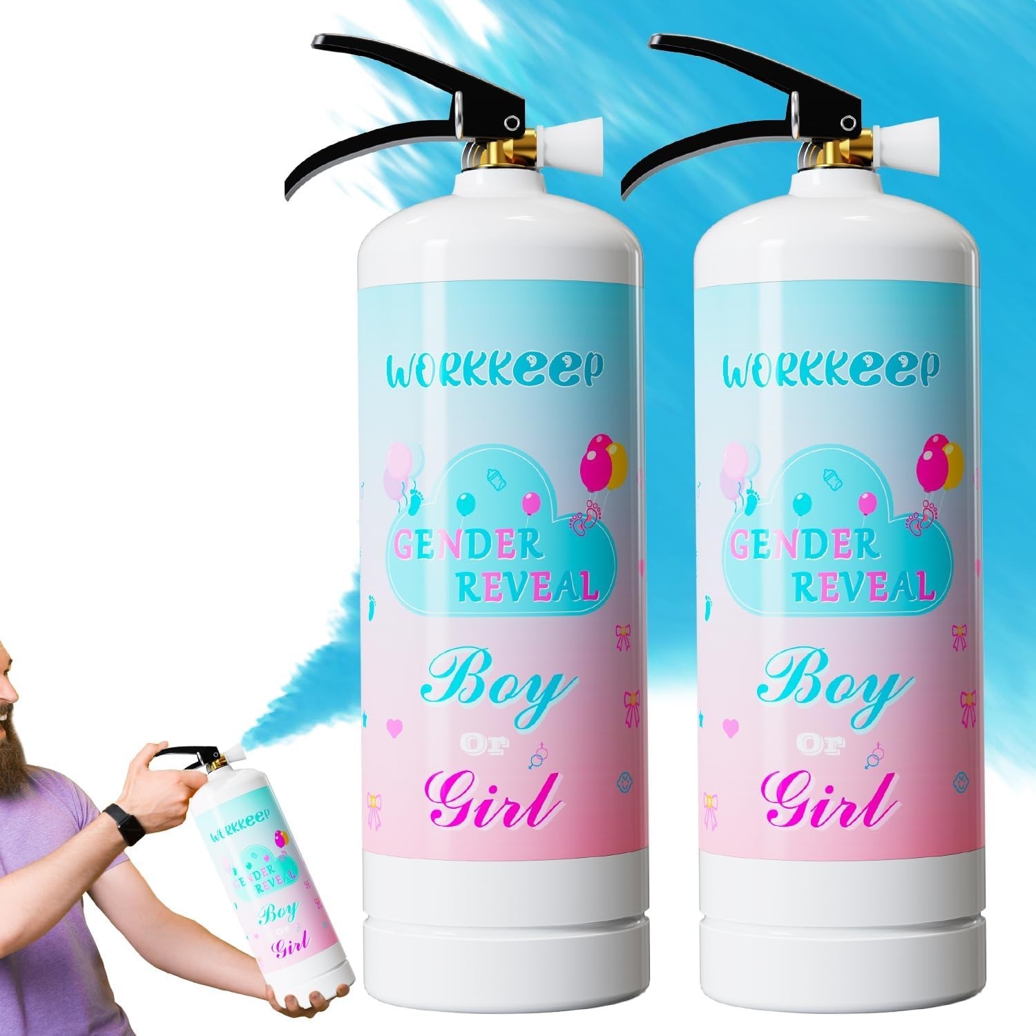 Eco-Friendly Giant Gender Reveal Fire Extinguisher Set – 20 Feet Blue Burst