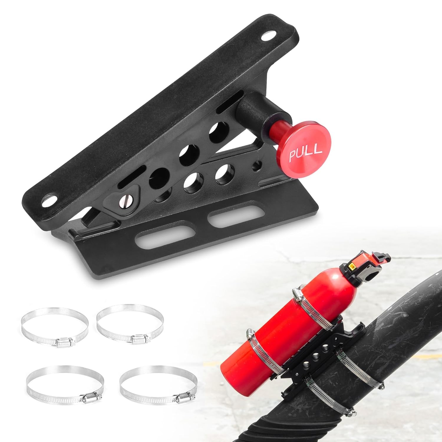Aluminum Fire Extinguisher Mount Bracket Kit Adjustable Quick Release Roll Bar F