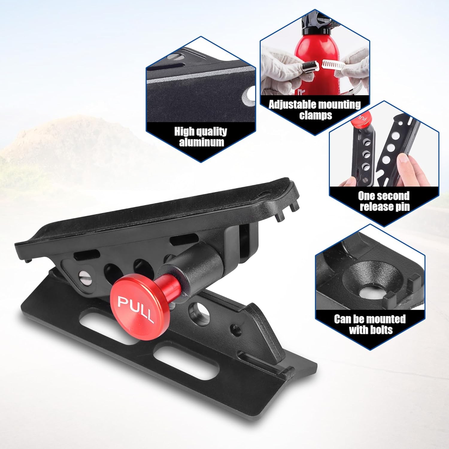 Aluminum Fire Extinguisher Mount Bracket Kit Adjustable Quick Release Roll Bar F