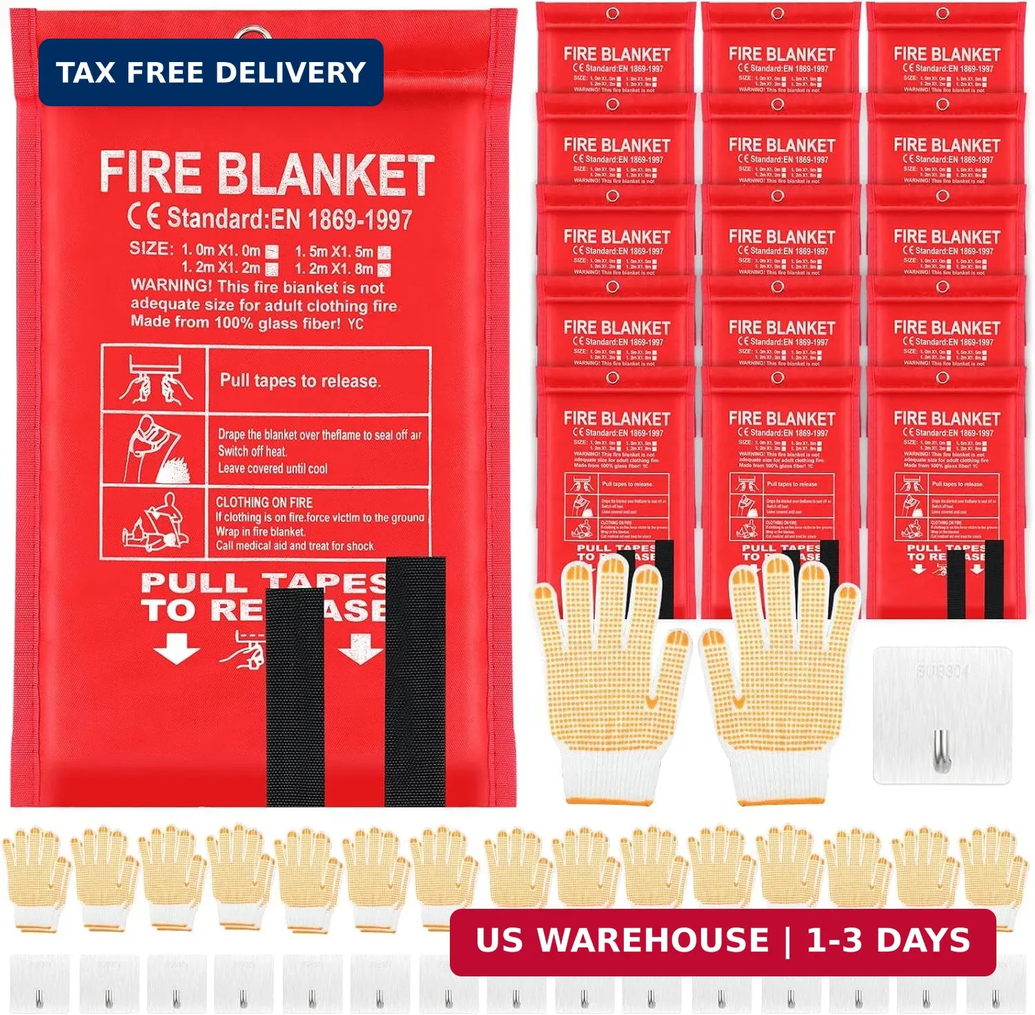 45 Pcs Emergency Fire Blankets for Home and Kitchen 40×40 Inch 15 Fiberglass Fir