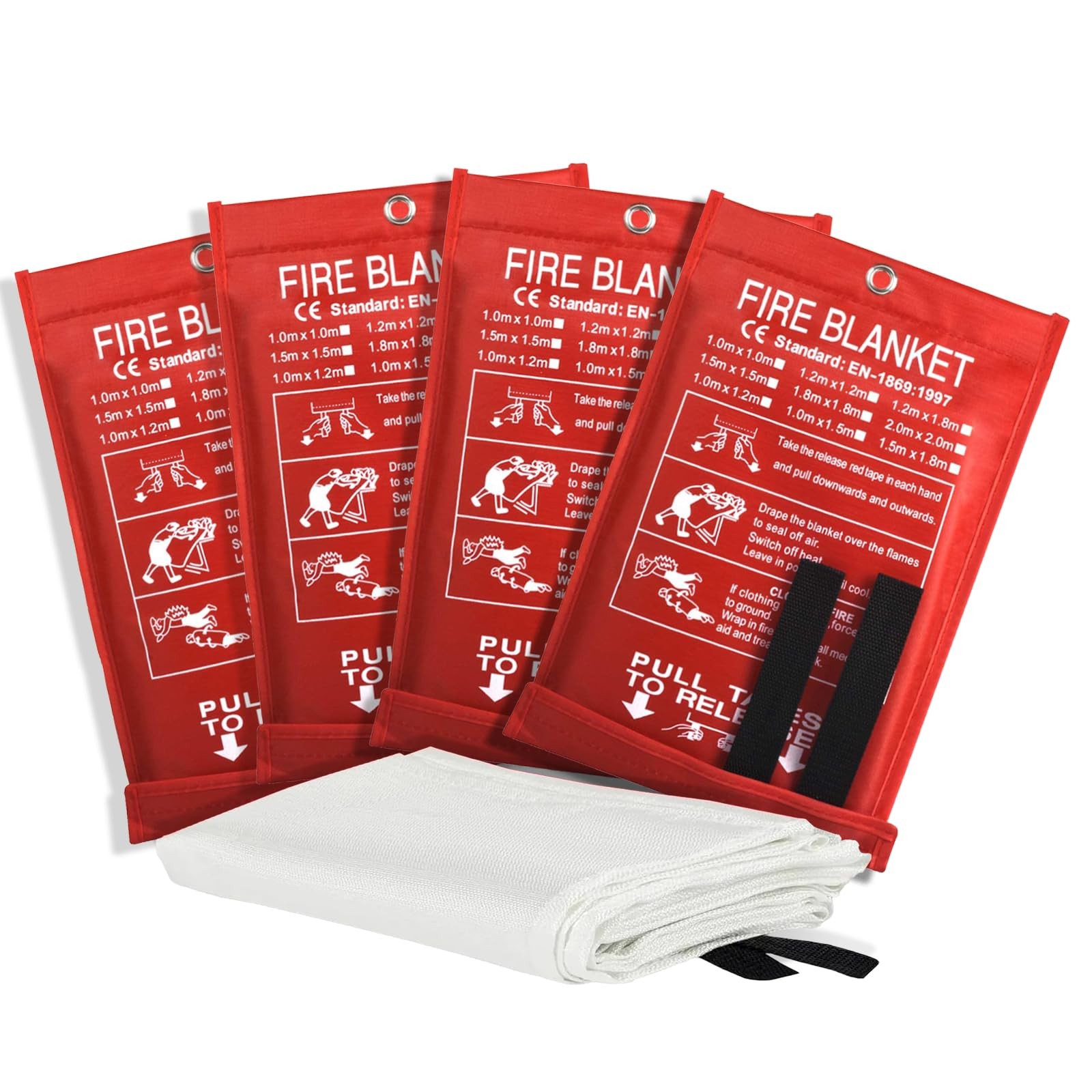Fire Blanket 4 Pack – 40″ x 40″ Fiberglass Fire Blanket for Home and Kitchen,…