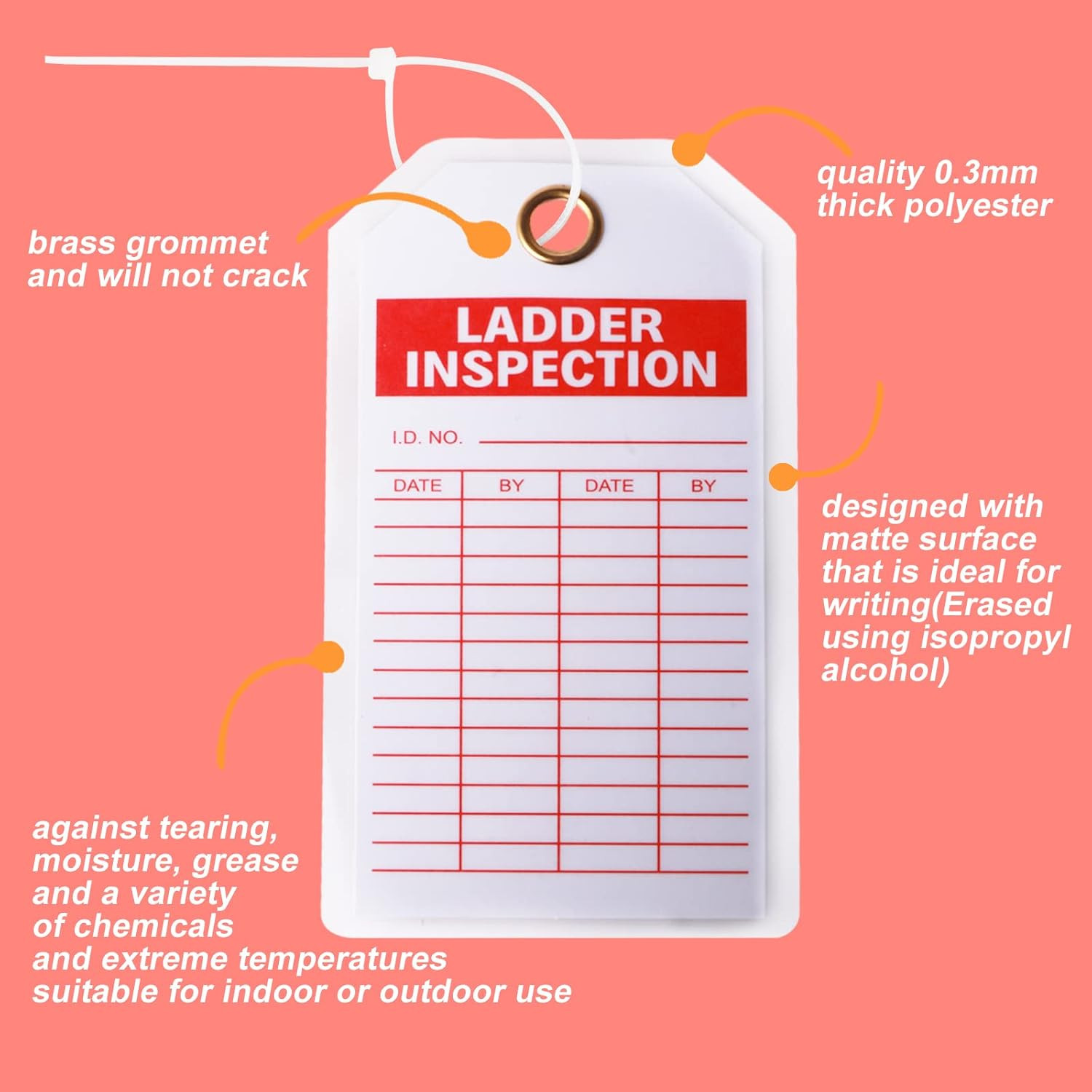 Ladder Safety Inspection Tags, Accident Prevention Tag, Double-Sided Inspection