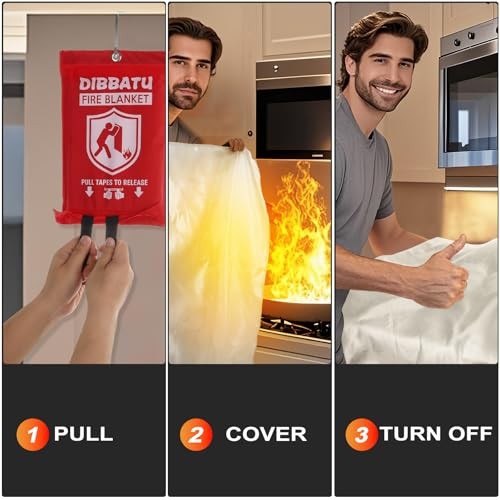 Fire Blanket for Home and Kitchen, Fire Blankets Emergency 40″x40″-2 Pack Red