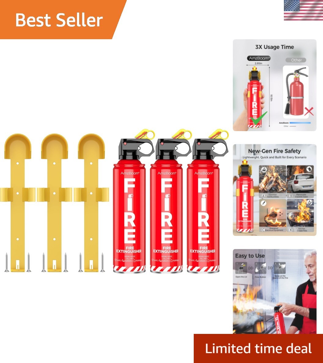 Fire Extinguishers Water-based for Home Kitchen, Car, & Boat 3 Pack–Portable …