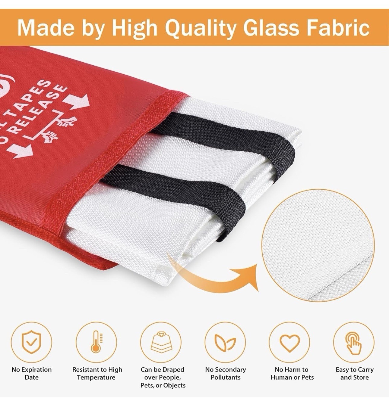 Emergency Fire Blanket for Home Kitchen – KANHIRO Fiberglass Fire Safety Blanket