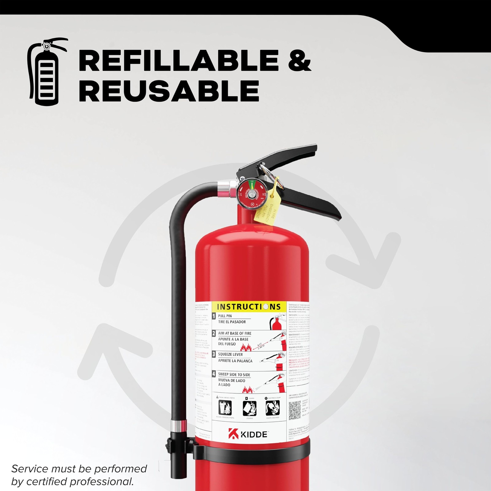 Kidde Commercial-Grade Fire Extinguisher for Office, Schools, Rechargeable