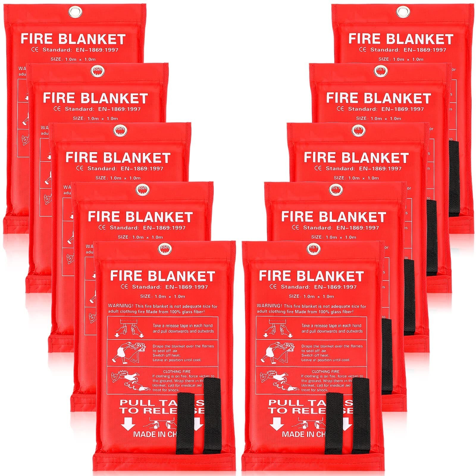 10 Pack Fire Blanket Fiberglass Fire Emergency Blanket Flame Retardant Fire S…