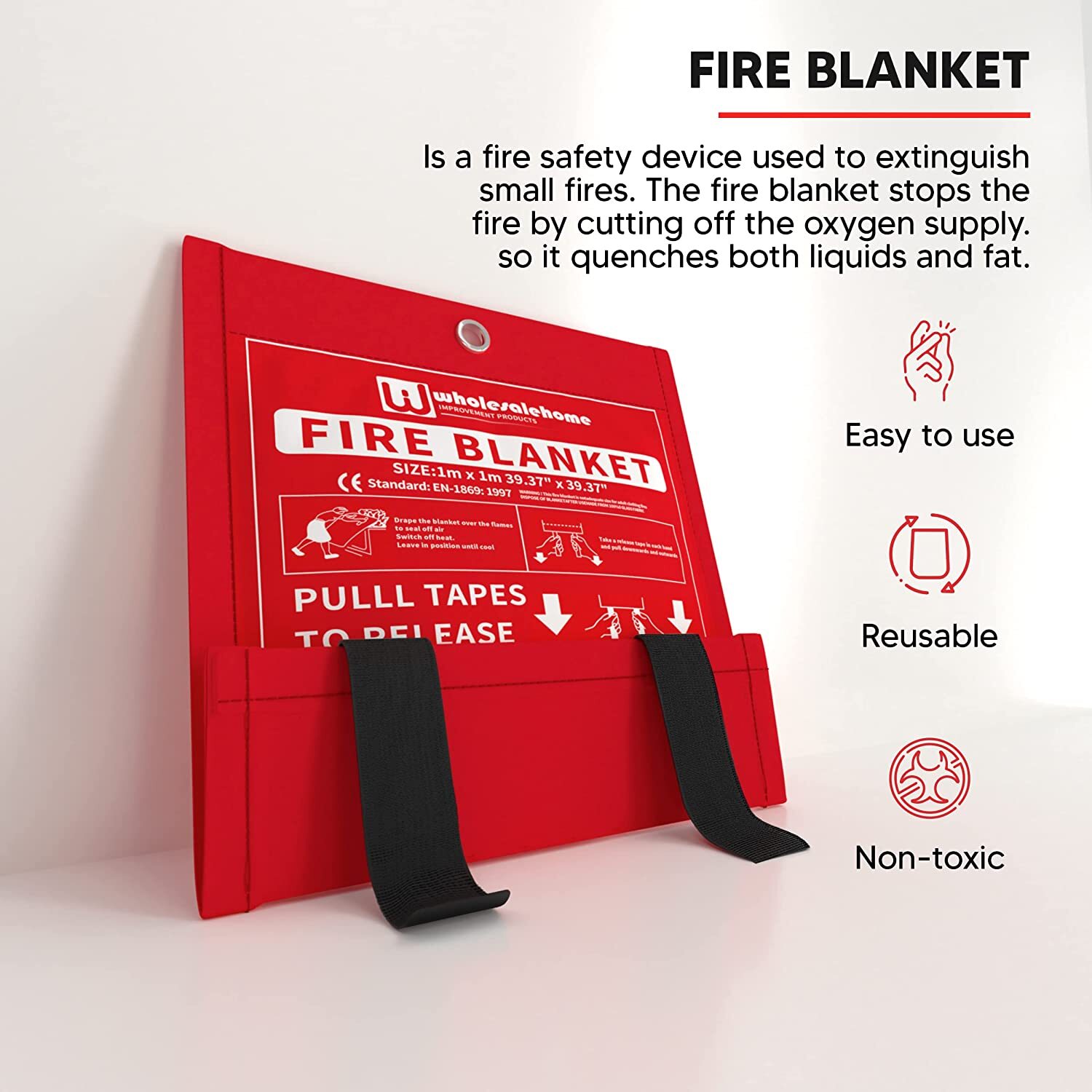 Fire Extinguisher Blanket – Heavy Duty Portable Fiberglass Emergency Blanket