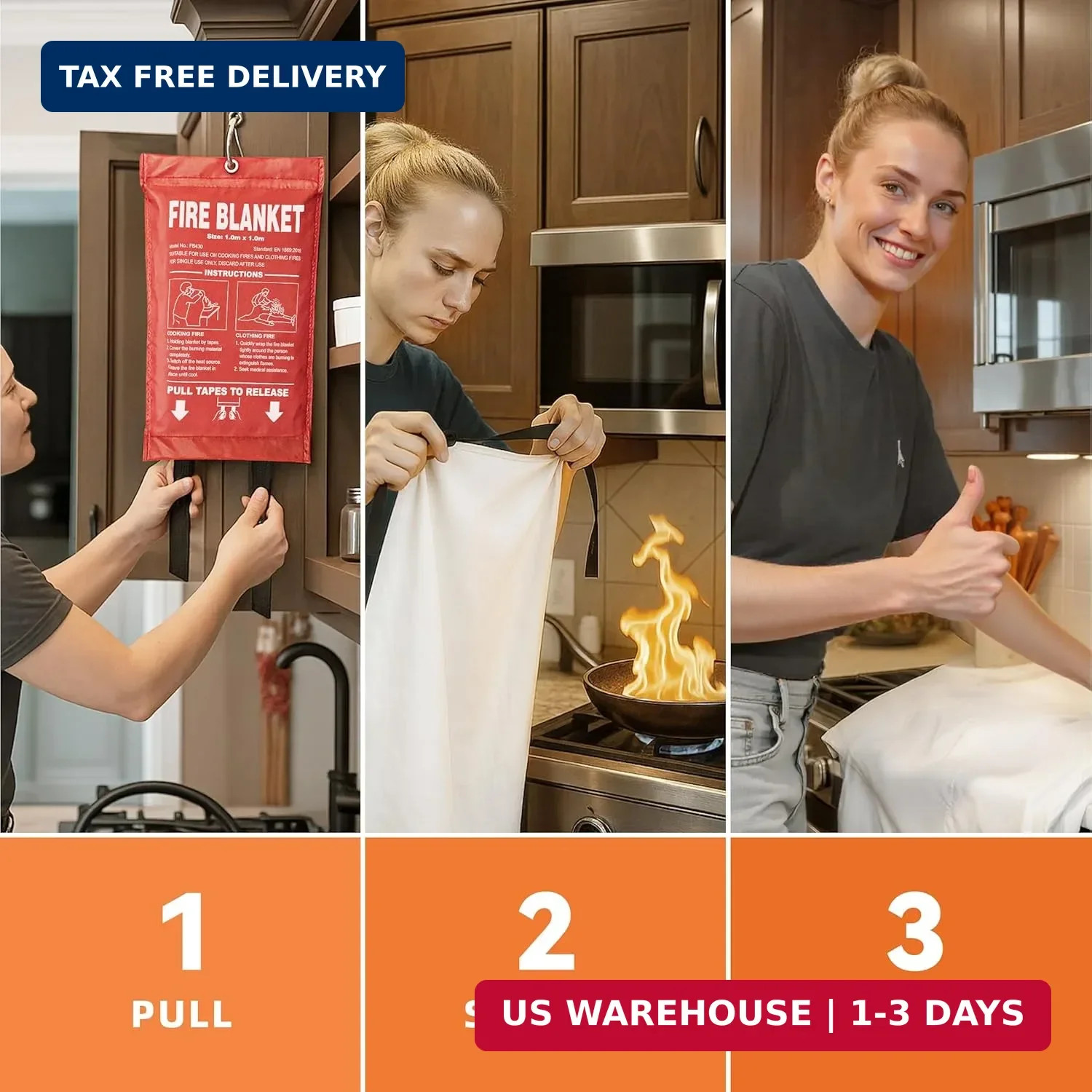 Fire Blanket 2 Pack – 40″ x 40″ CE Certified Fiberglass Prepared Emergency Fire