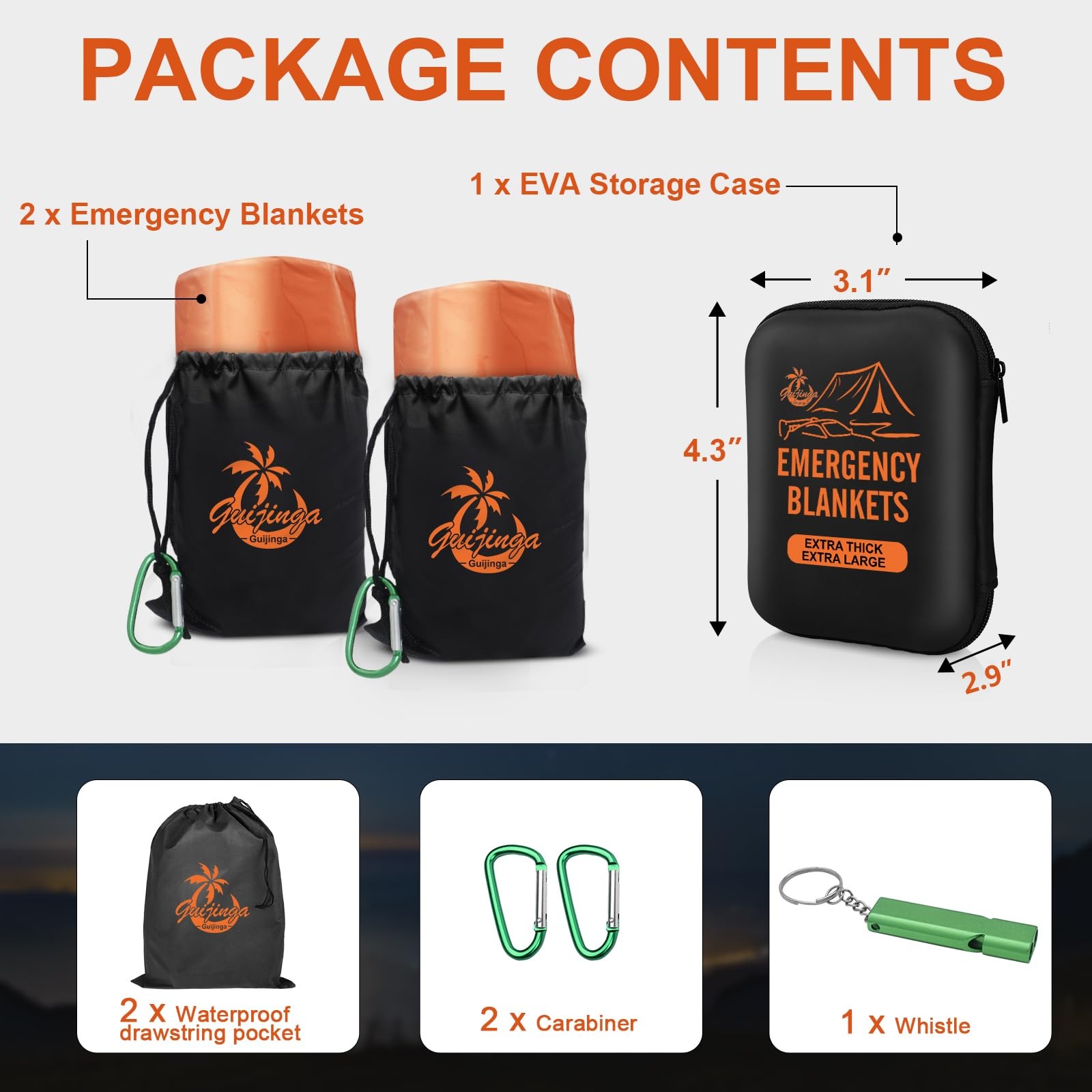 Guijinga Emergency Blankets for Survival, 2Pack/4Pack Space Blankets, Giganti…