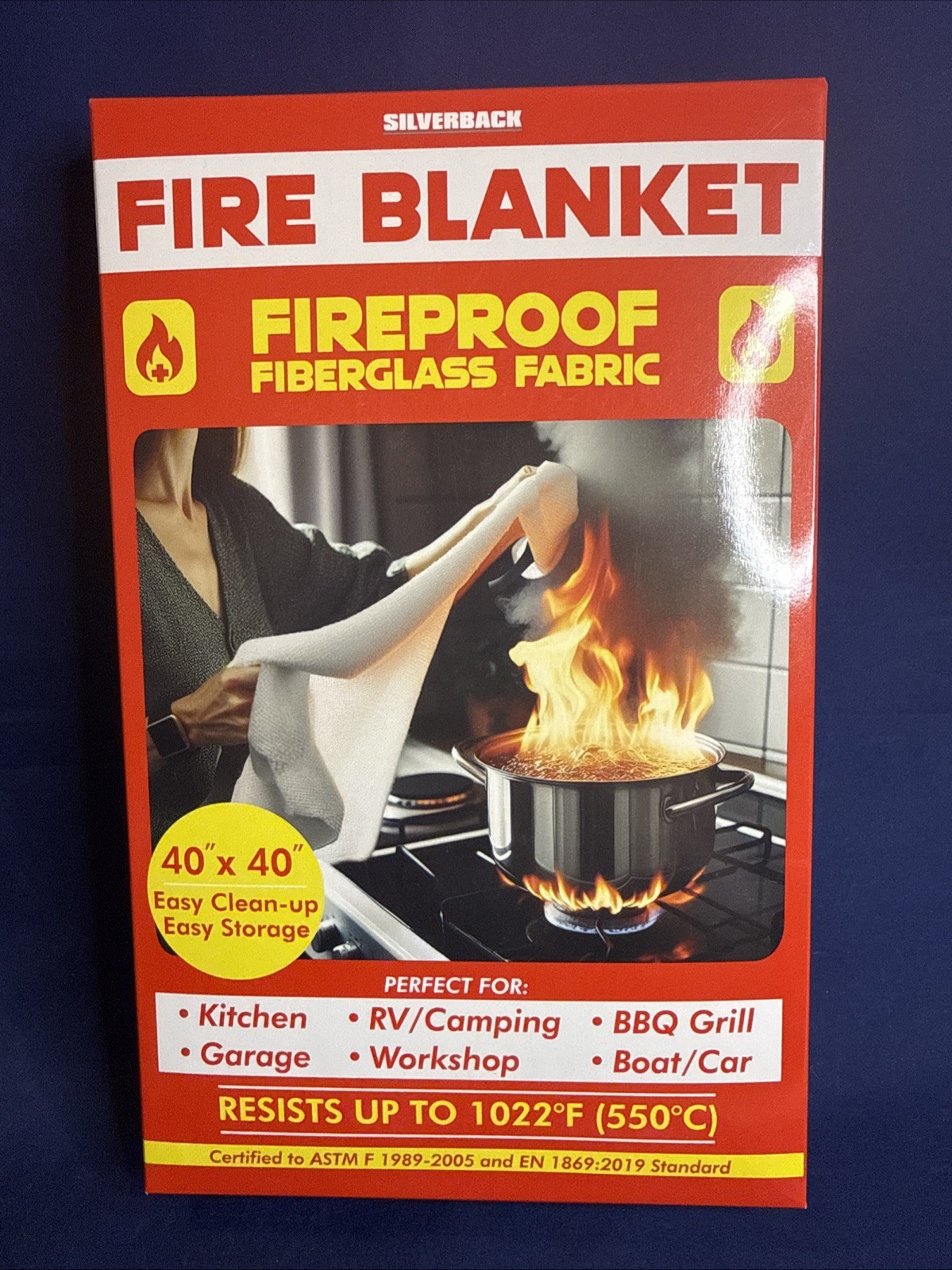Silverback~ 40″ X 40″ Fireproof Fiberglass Fabric Fire Blanket .. Nee
