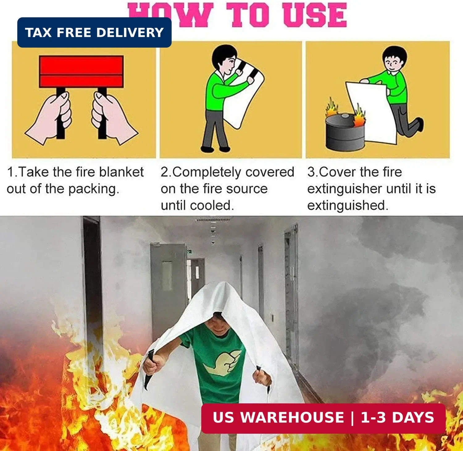 TONYKO Emergency Fire Blankets, Flame Retardant Protection and Heat Insulation D