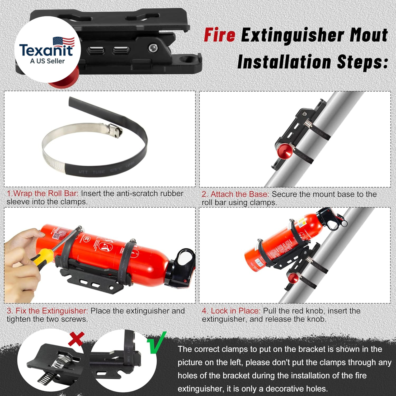Quick Release Fire Extinguisher Mounts – 2-Pack Car Fire Extinguisher Holder Bra