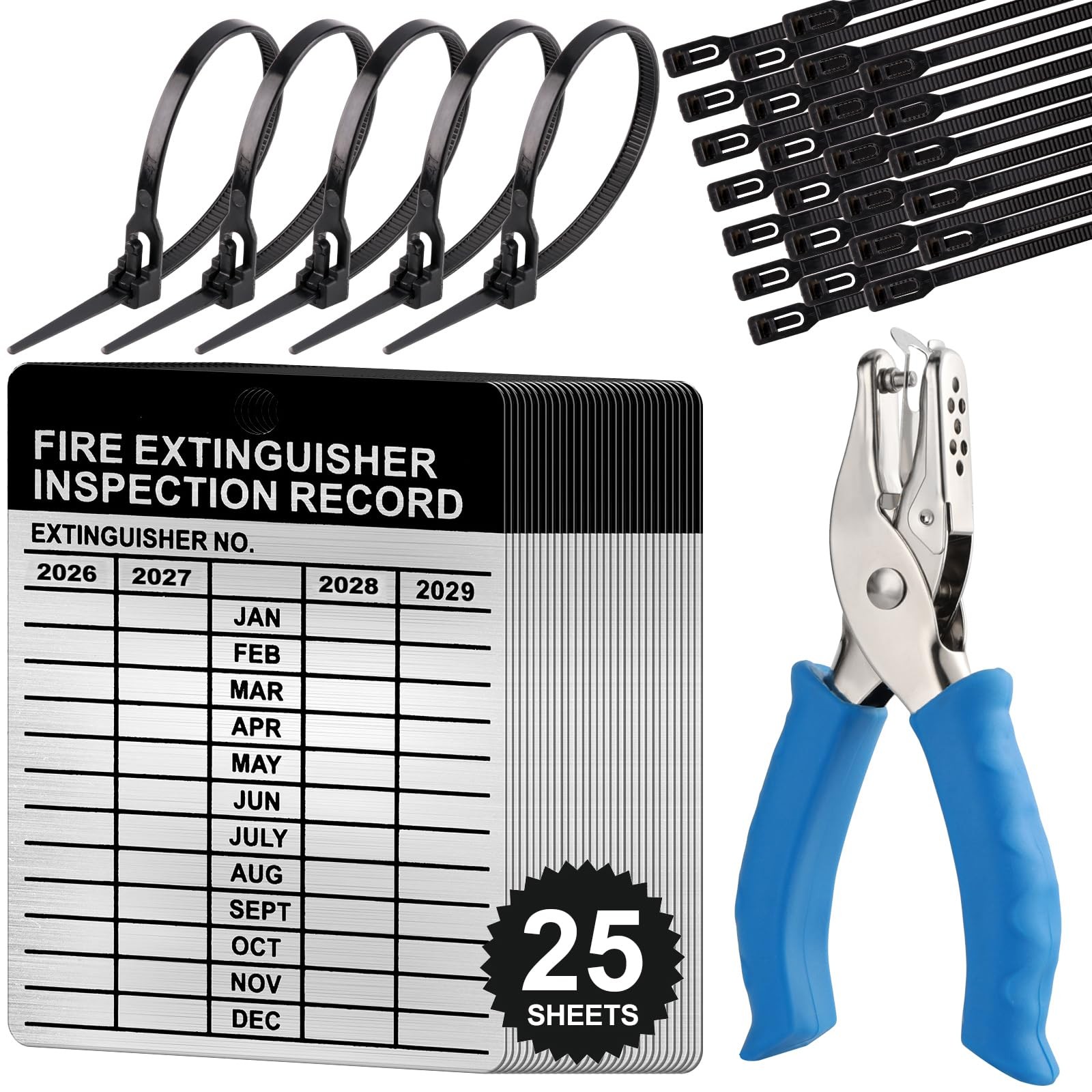 25 Sets Metal Inspection Tags Safety Inspection Tags Fire Extinguisher Inspec…