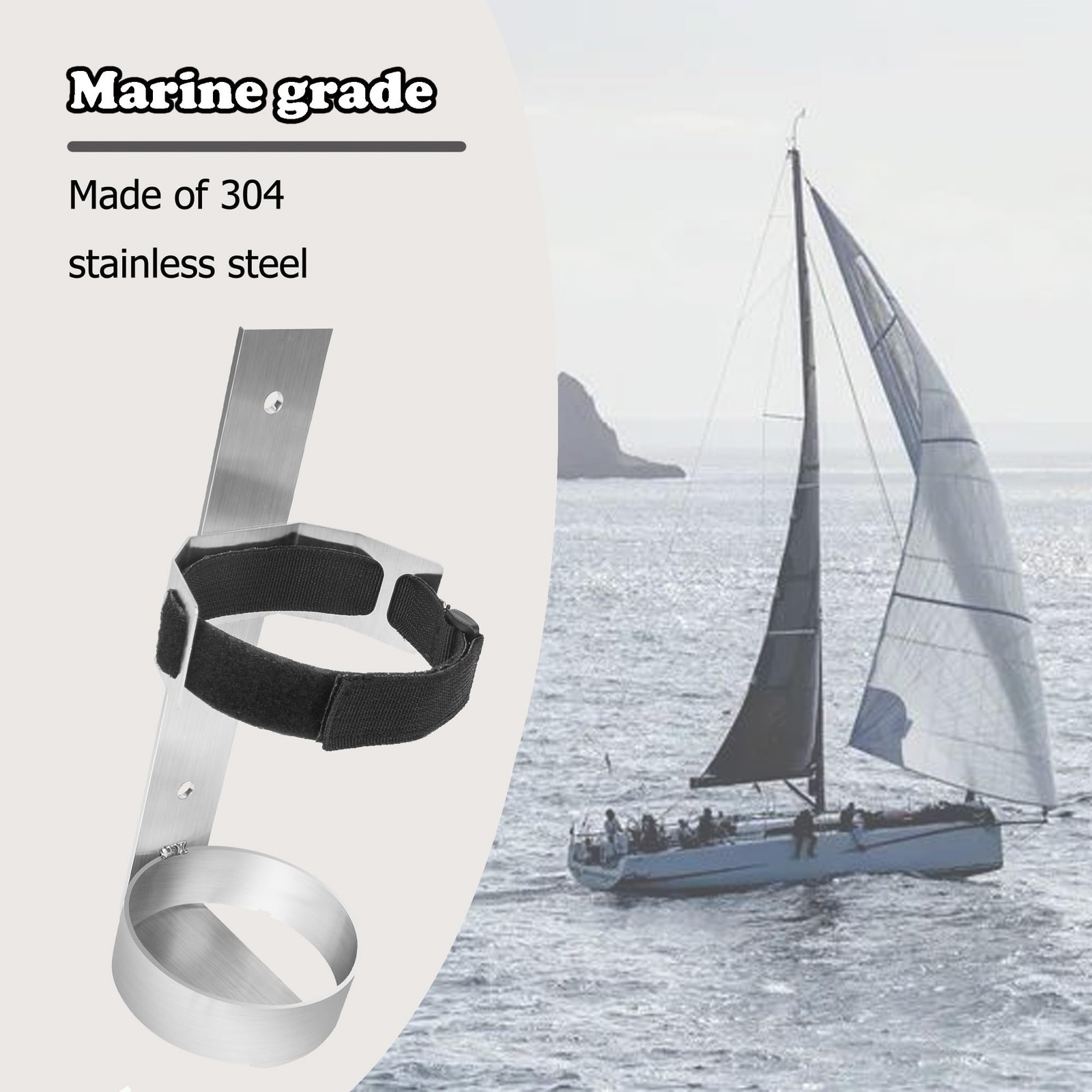 Silver 304 Stainless Steel Boat Marine Fire Extinguisher Mount Bracket Strap