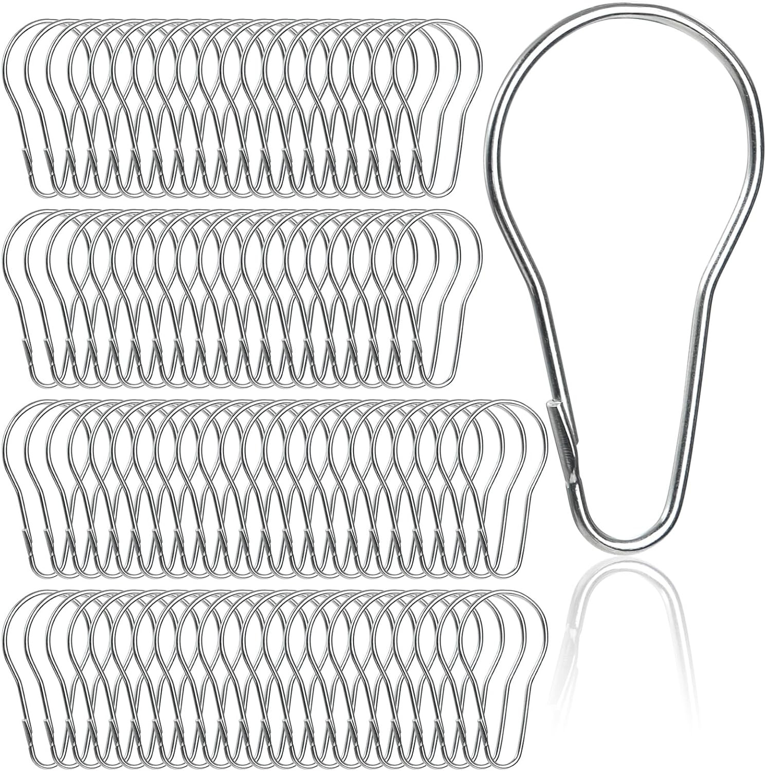 Lyellfe 200 Pieces Shower Curtain Hooks, Rust-Proof Metal Bathroom Curtain Rings