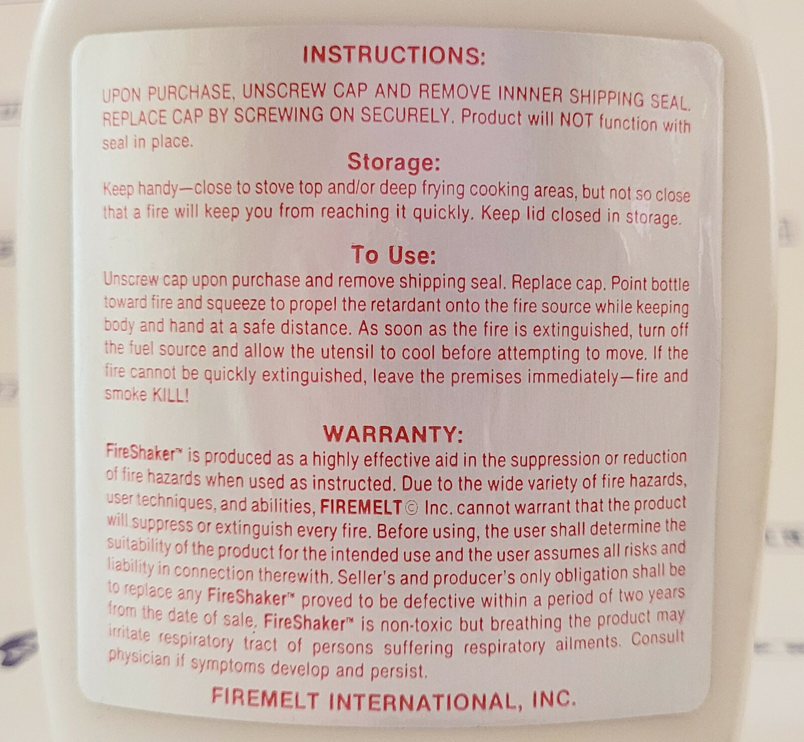 Fire Shaker Interceptor Class B & C Fires Only 1LB. Powder